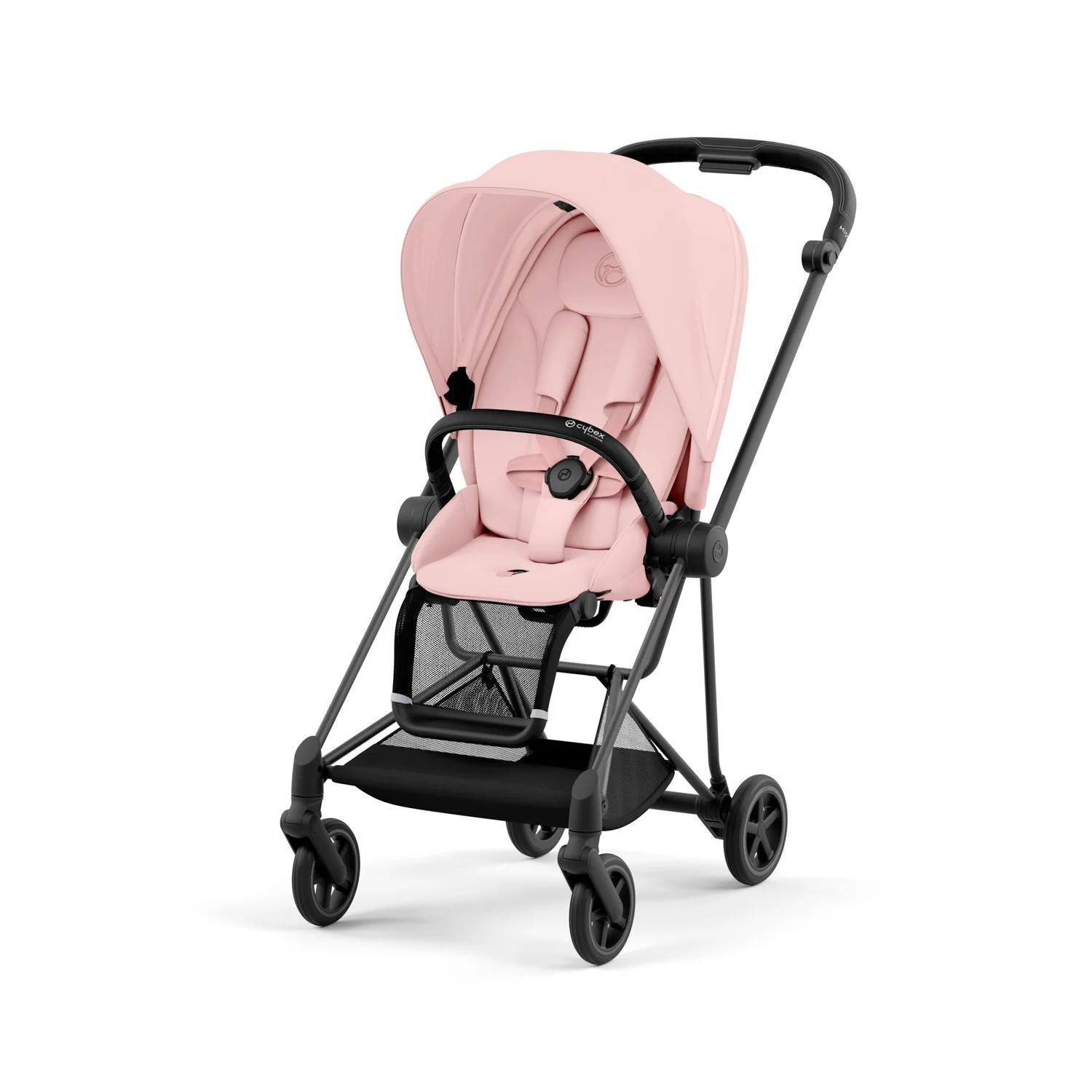 Коляска 2 в 1 Cybex Mios Matt Black Pink, рожева прогулянка