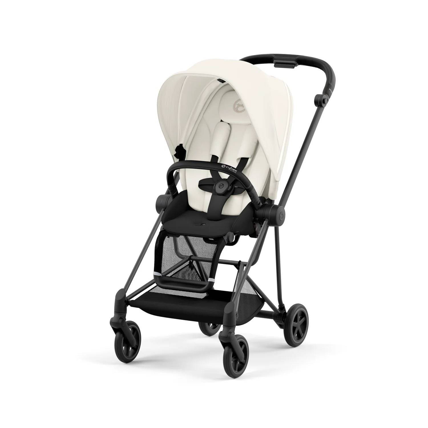 Коляска 2 в 1 Cybex Mios Matt Black White, біла прогулянка