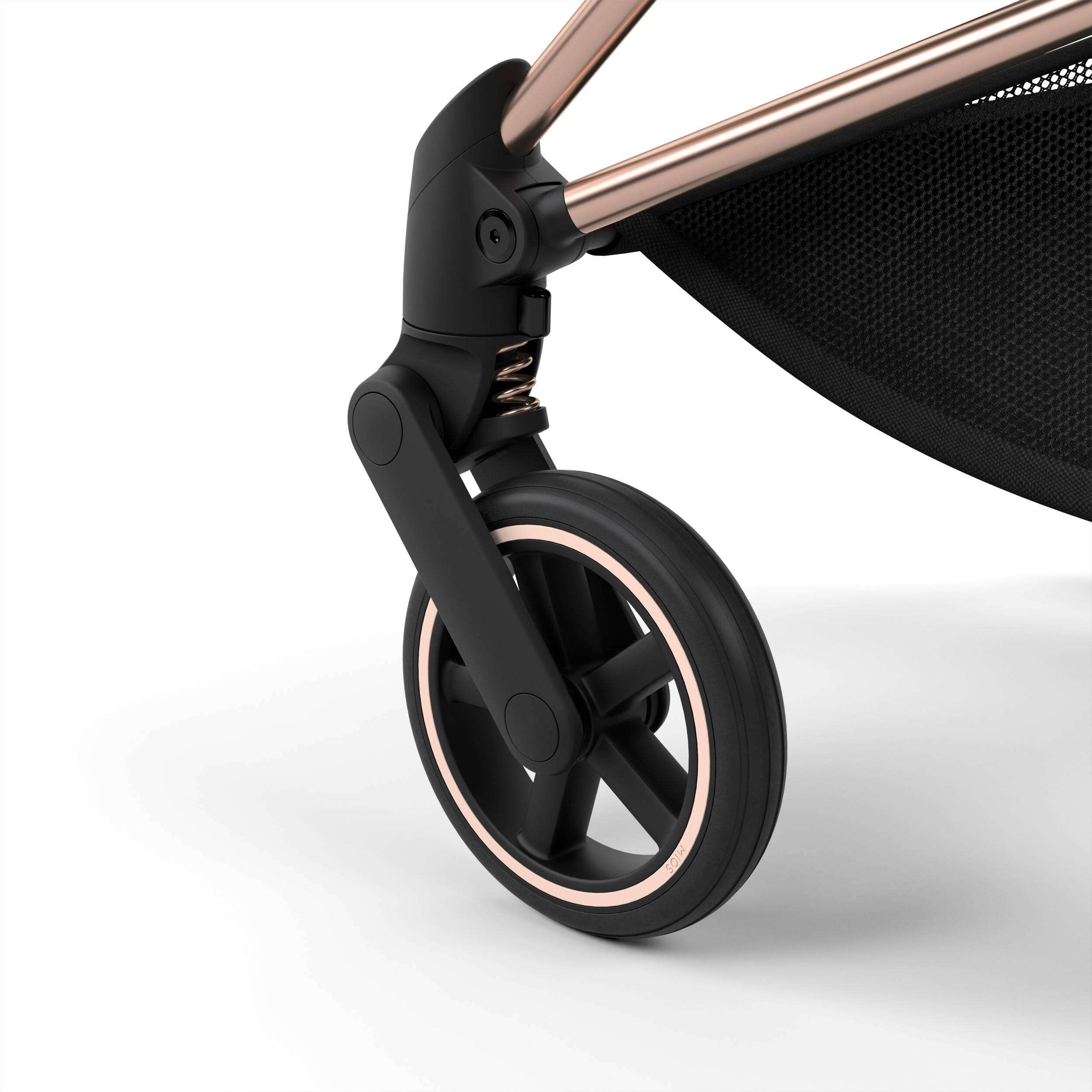 Коляска 2 в 1 Cybex Mios Rose Gold Black, чорна колеса перед