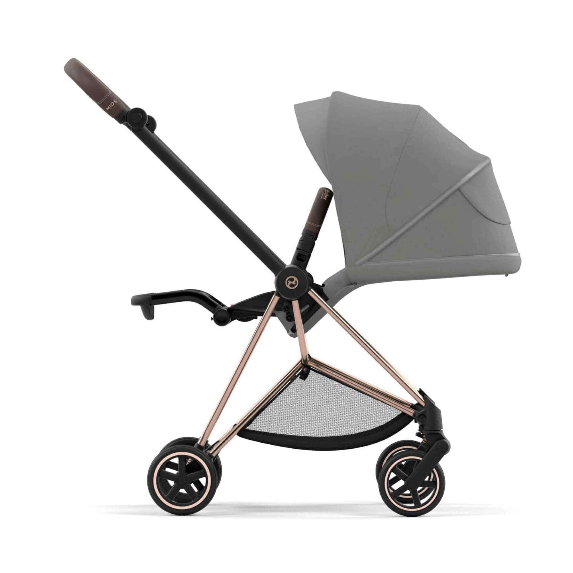 Коляска 2 в 1 Cybex Mios Rose Gold Grey, сіра розкладена