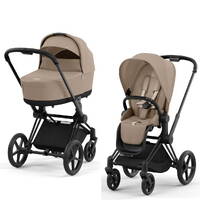 Коляска 2 в 1 Cybex Priam Matt Black Beige, бежевая две