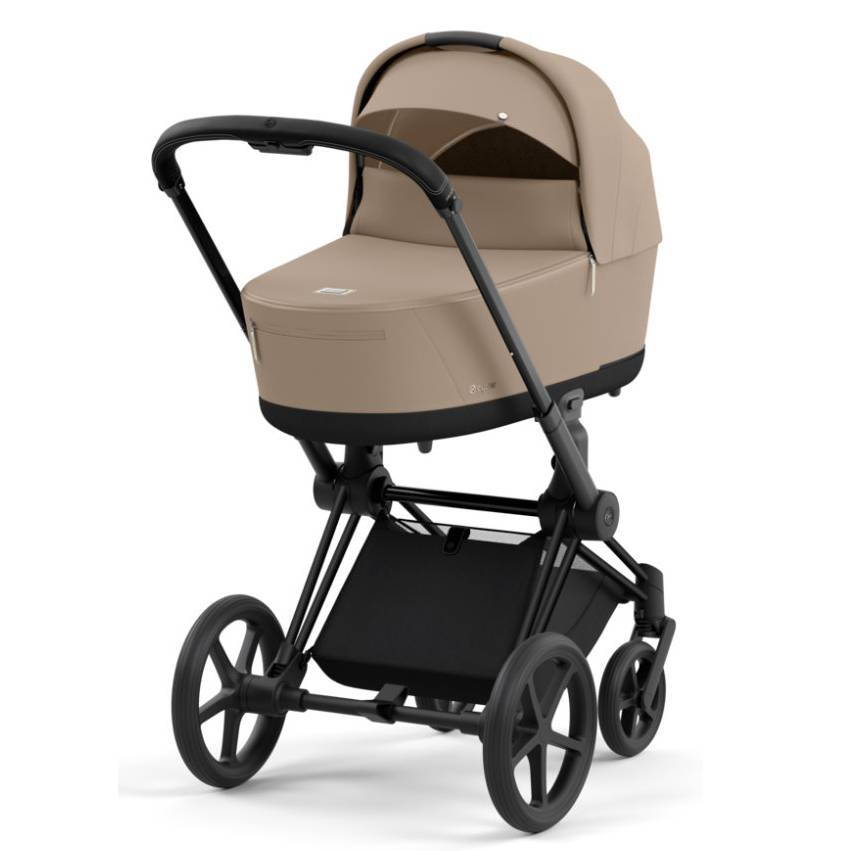 Коляска 2 в 1 Cybex Priam Matt Black Beige, бежева люлька