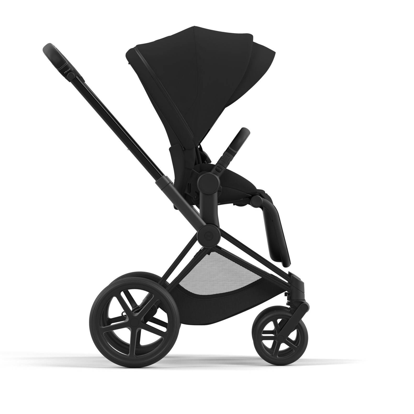 Коляска 2 в 1 Cybex Priam Matt Black, чорна бік