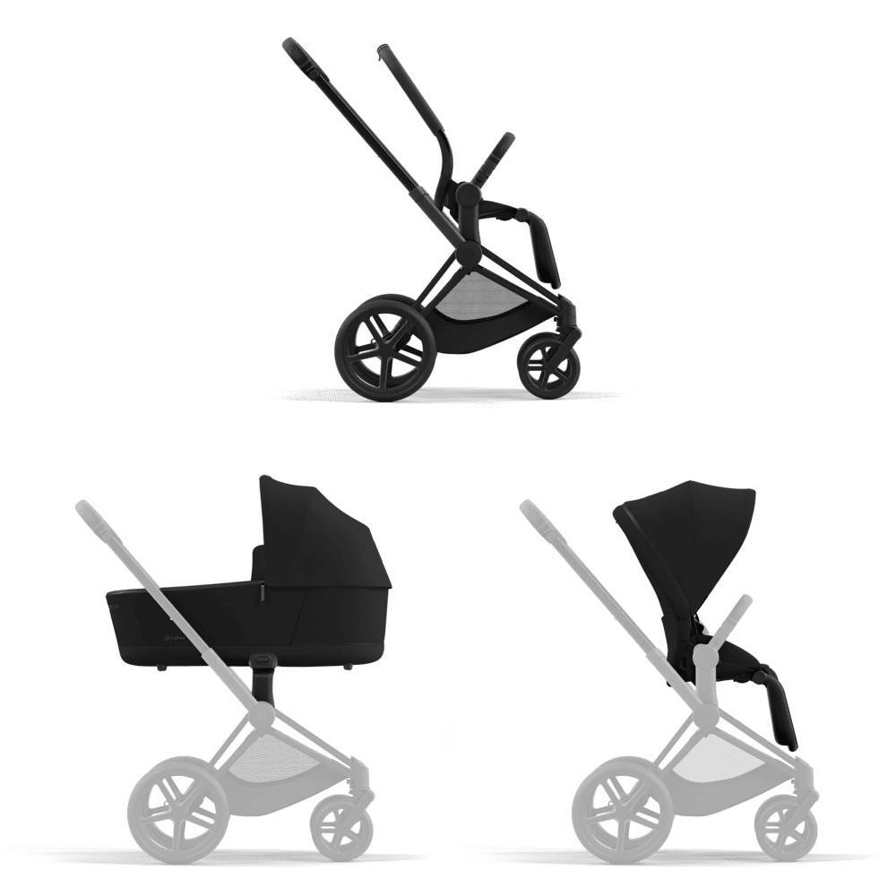 Коляска 2 в 1 Cybex Priam Matt Black, чорна три