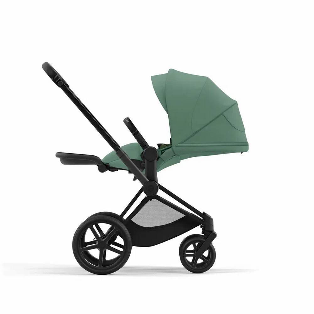 Коляска 2 в 1 Cybex Priam Matt Black Green, зелена розкладена