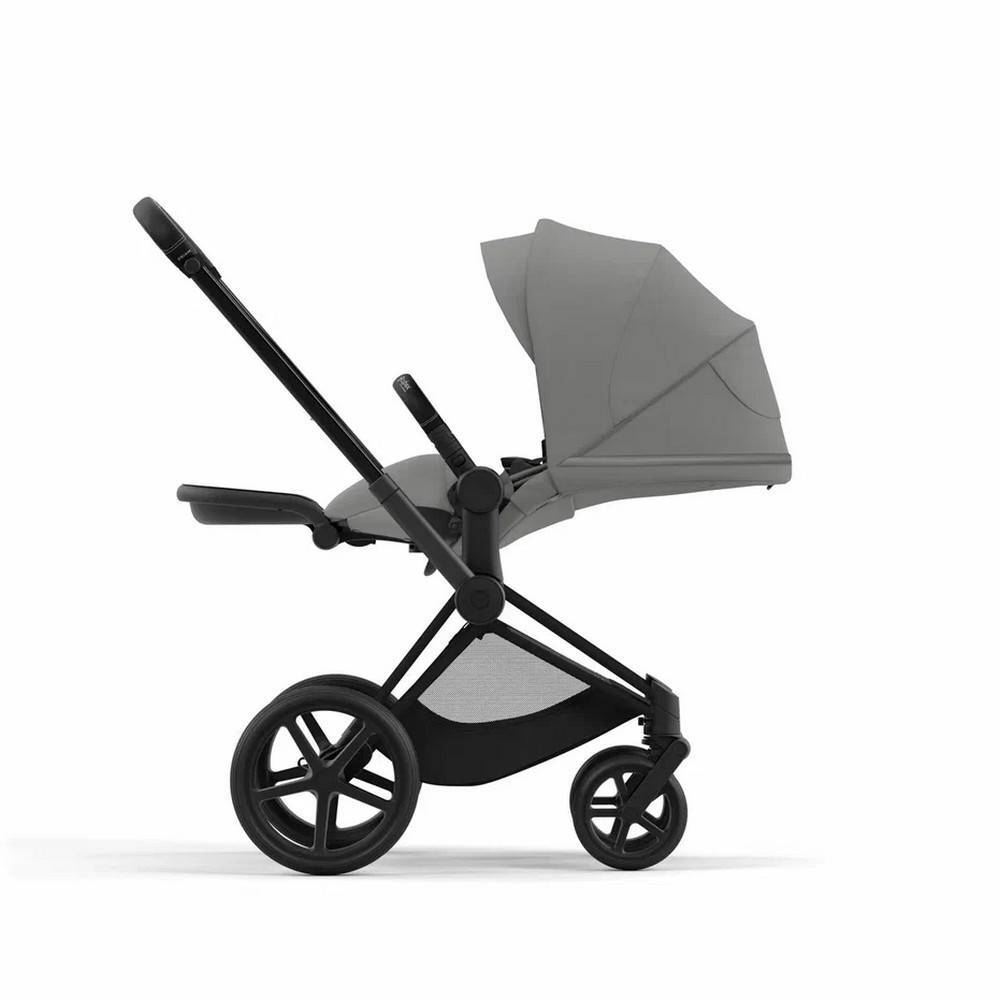 Коляска 2 в 1 Cybex Priam Matt Black Grey, сіра розкладена