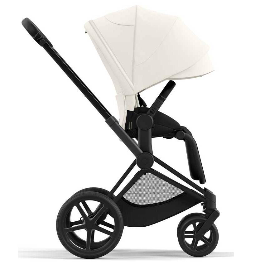 Коляска 2 в 1 Cybex Priam Matt Black White, біла бік