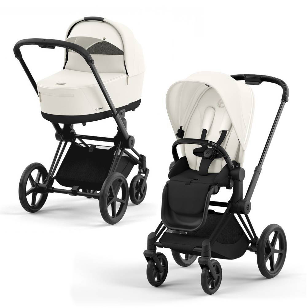 Коляска 2 в 1 Cybex Priam Matt Black White, біла дві