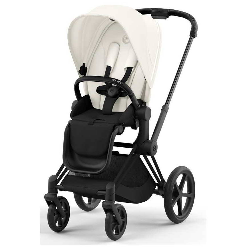 Коляска 2 в 1 Cybex Priam Matt Black White, біла прогулянка
