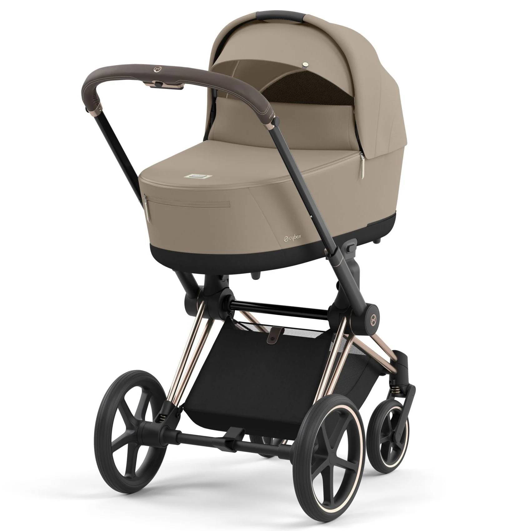 Коляска 2 в 1 Cybex Priam Rose Gold Beige, бежева люлька шасі