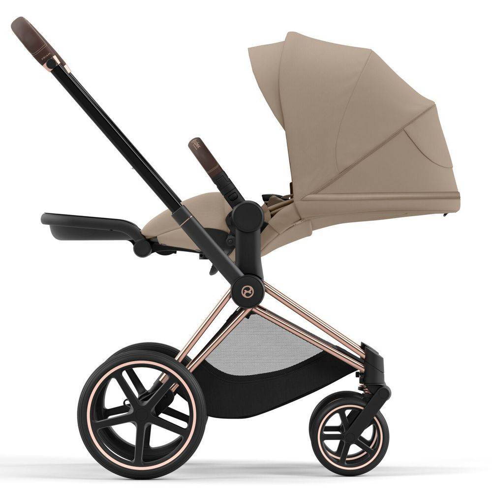 Коляска 2 в 1 Cybex Priam Rose Gold Beige, бежева розкладена