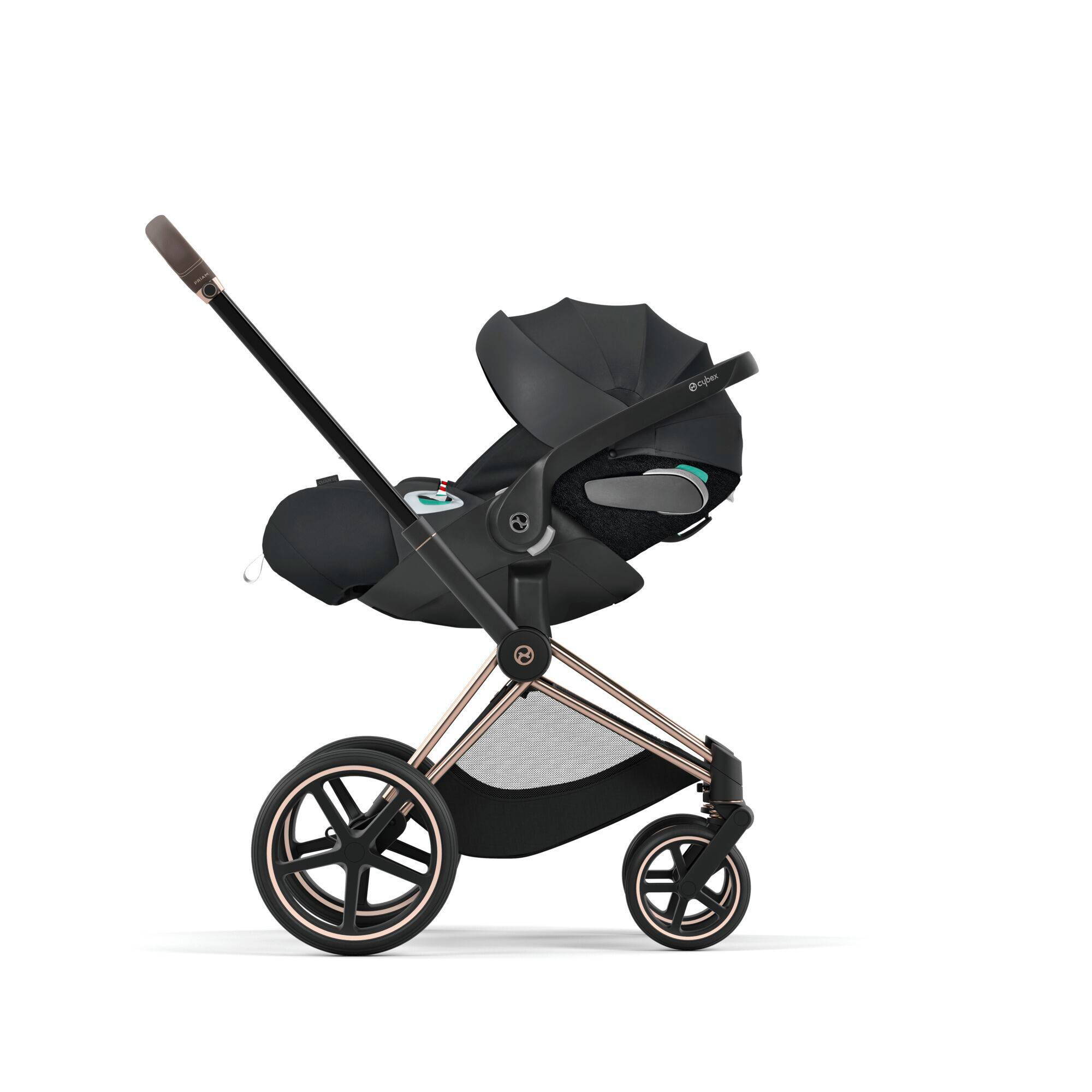 Коляска 2 в 1 Cybex Priam Rose Gold Black, чорна автокрісло