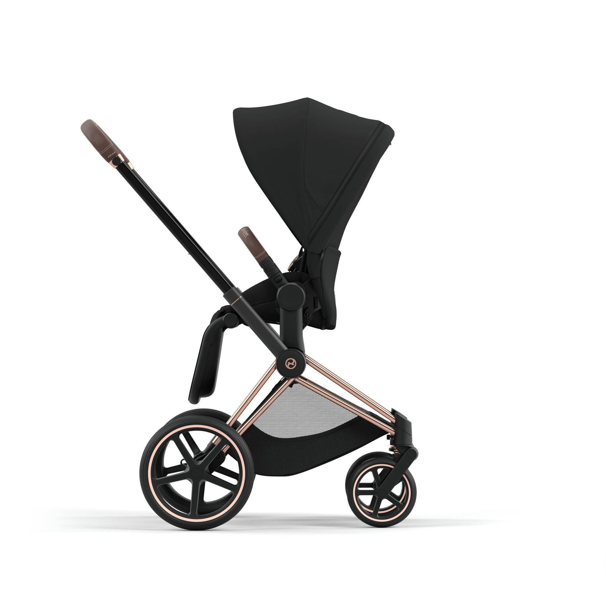 Коляска 2 в 1 Cybex Priam Rose Gold Black, чорна бік