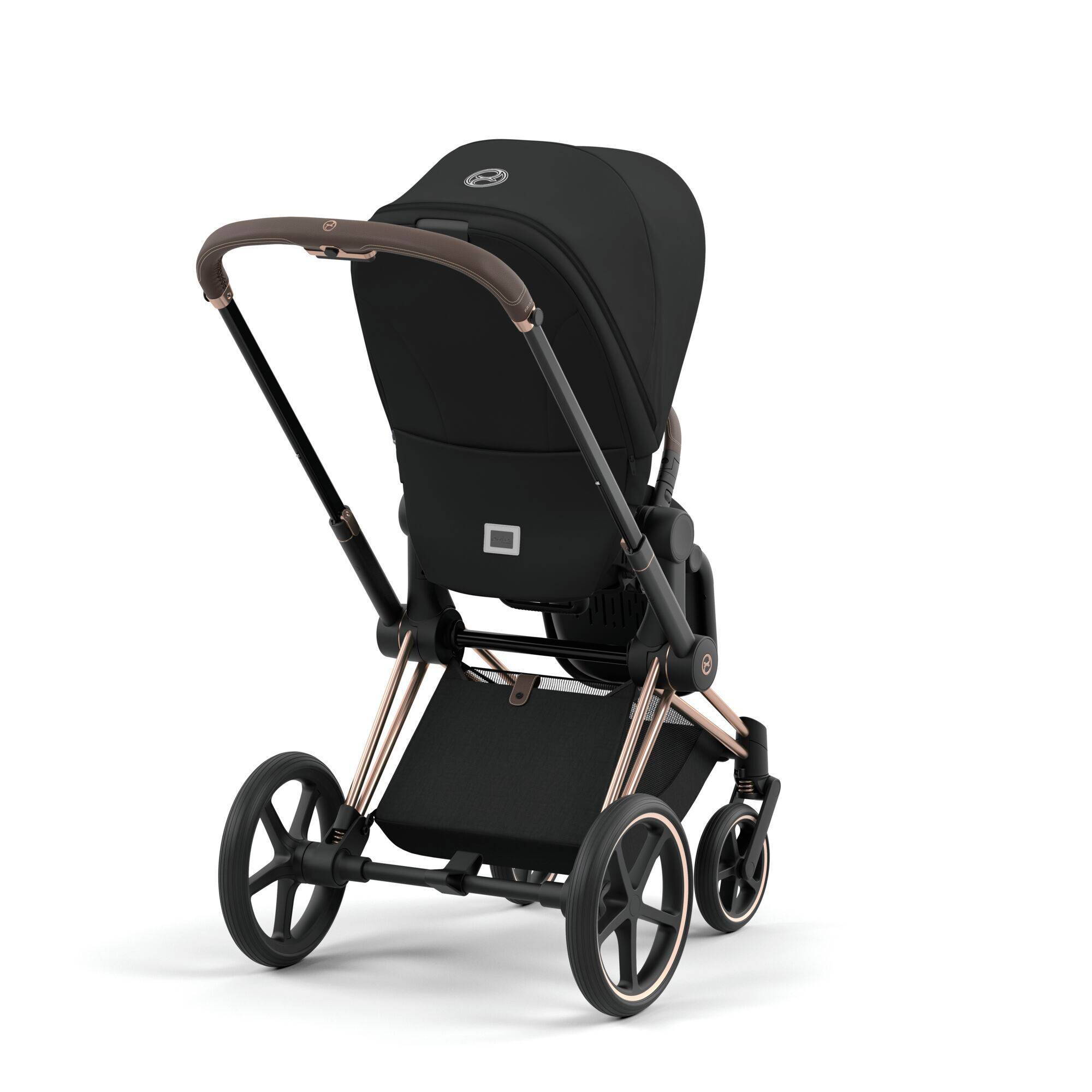 Коляска 2 в 1 Cybex Priam Rose Gold Black, чорна прогулянка задня частина