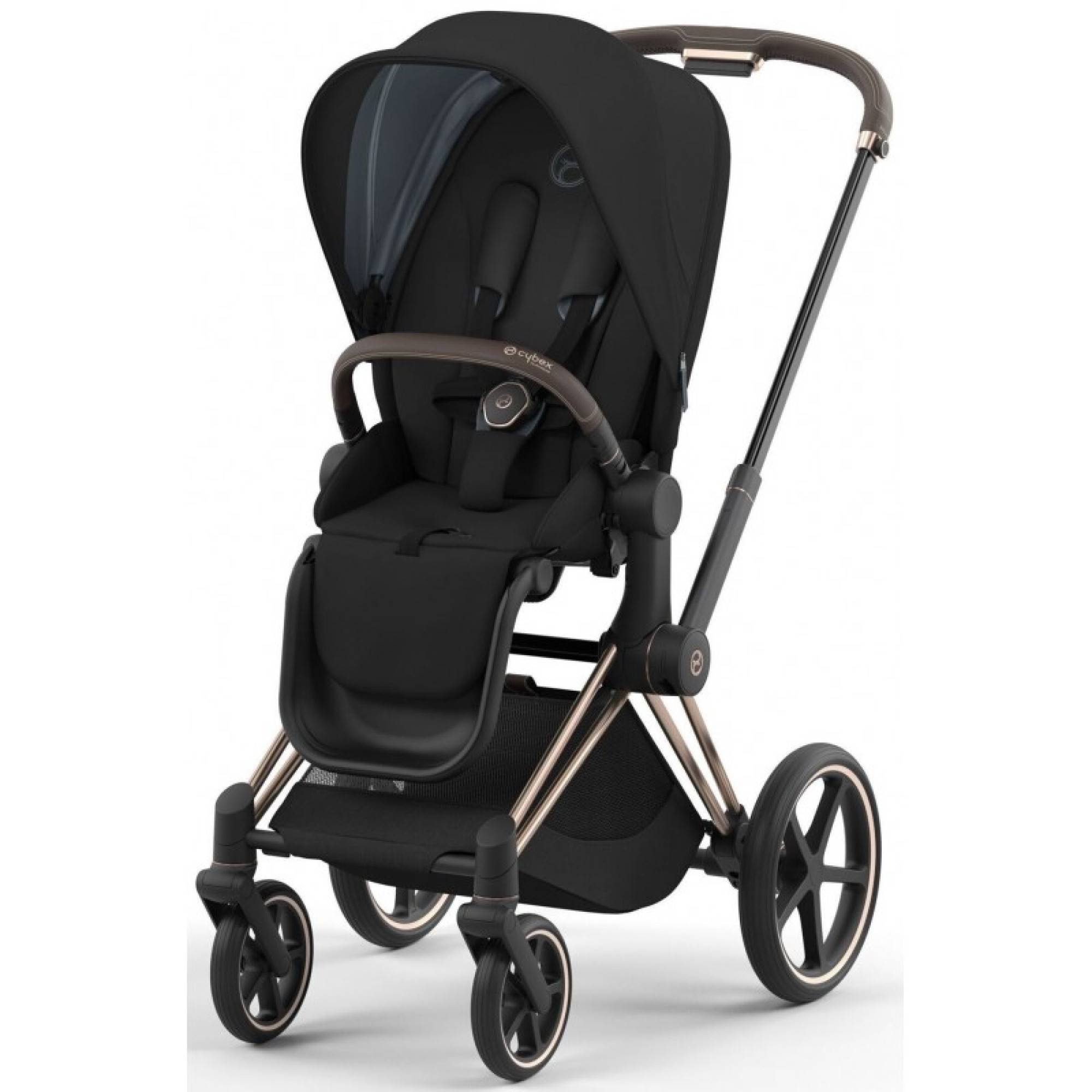 Коляска 2 в 1 Cybex Priam Rose Gold Black, чорна прогулянка