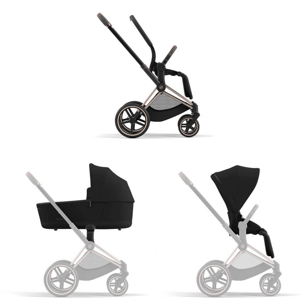 Коляска 2 в 1 Cybex Priam Rose Gold Black, чорна шасі