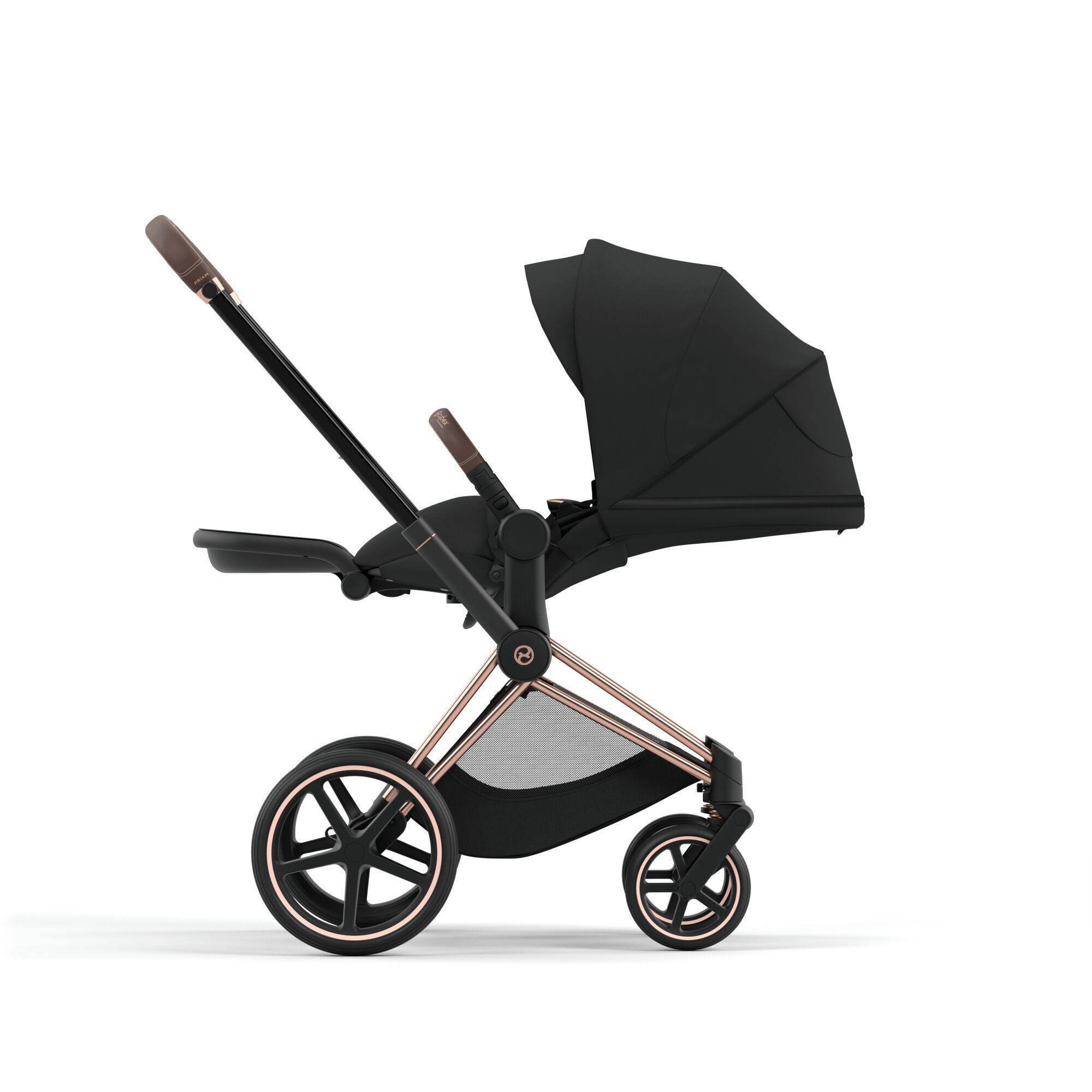 Коляска 2 в 1 Cybex Priam Rose Gold Black, чорна спальне місце