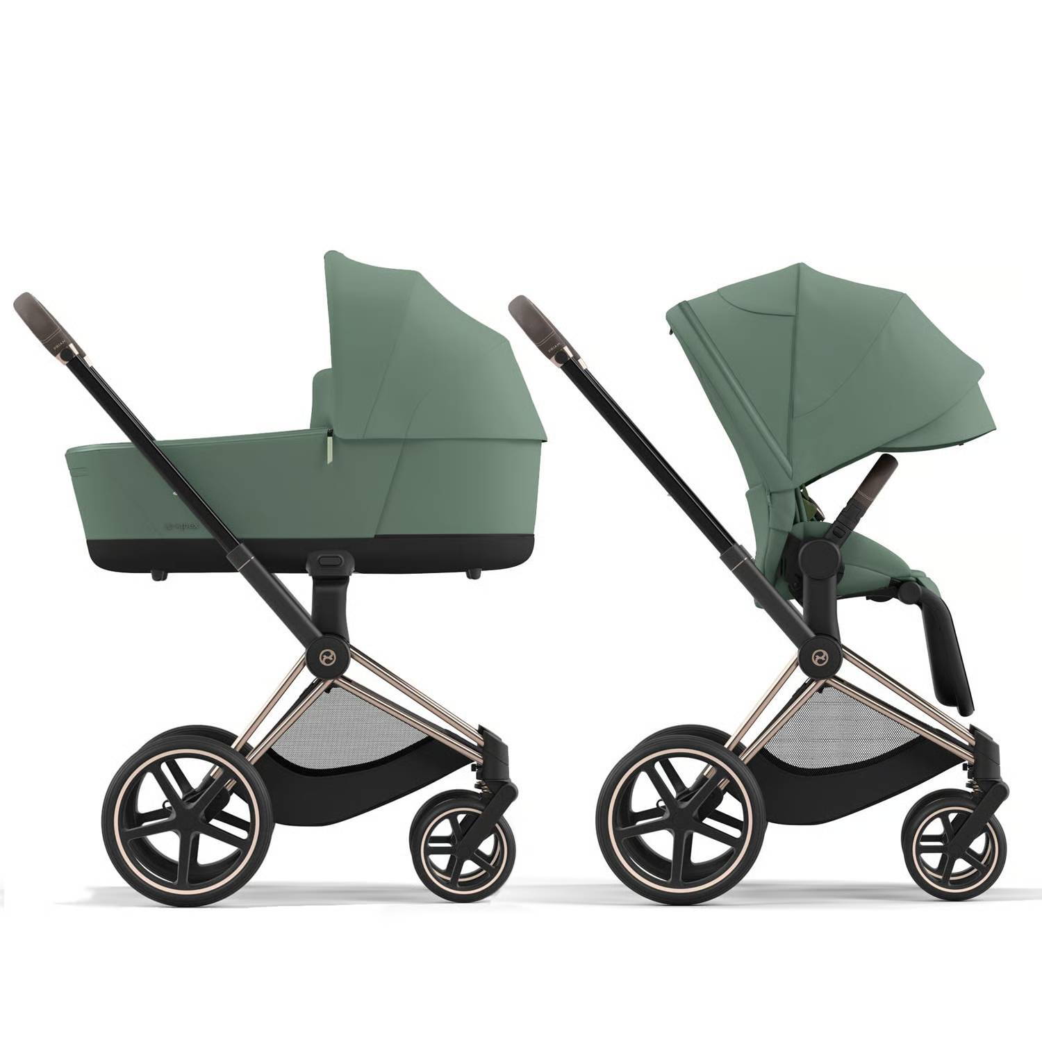 Коляска 2 в 1 Cybex Priam Rose Gold Green, зелена дві
