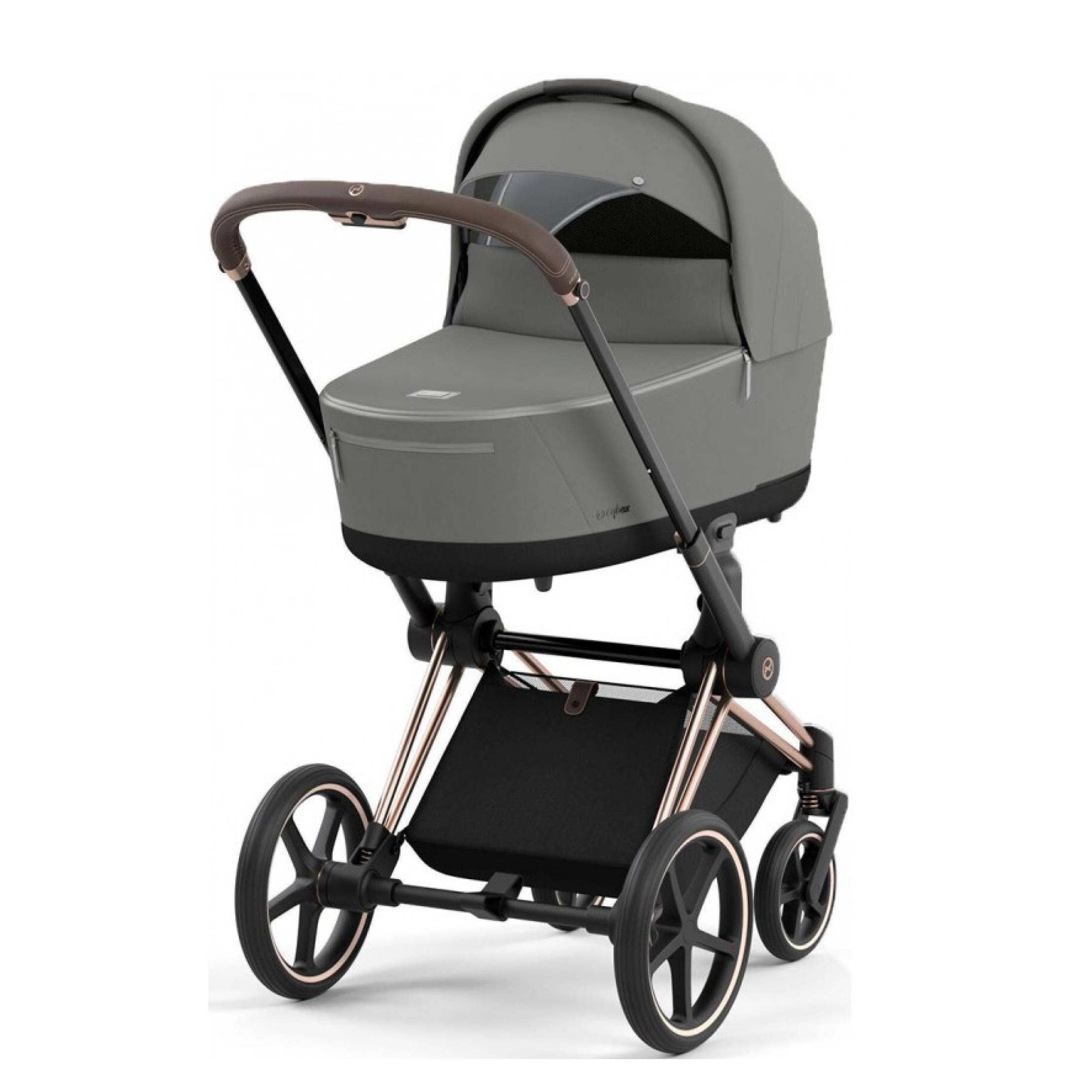 Коляска 2 в 1 Cybex Priam Rose Gold Grey, сіра люлька шасі