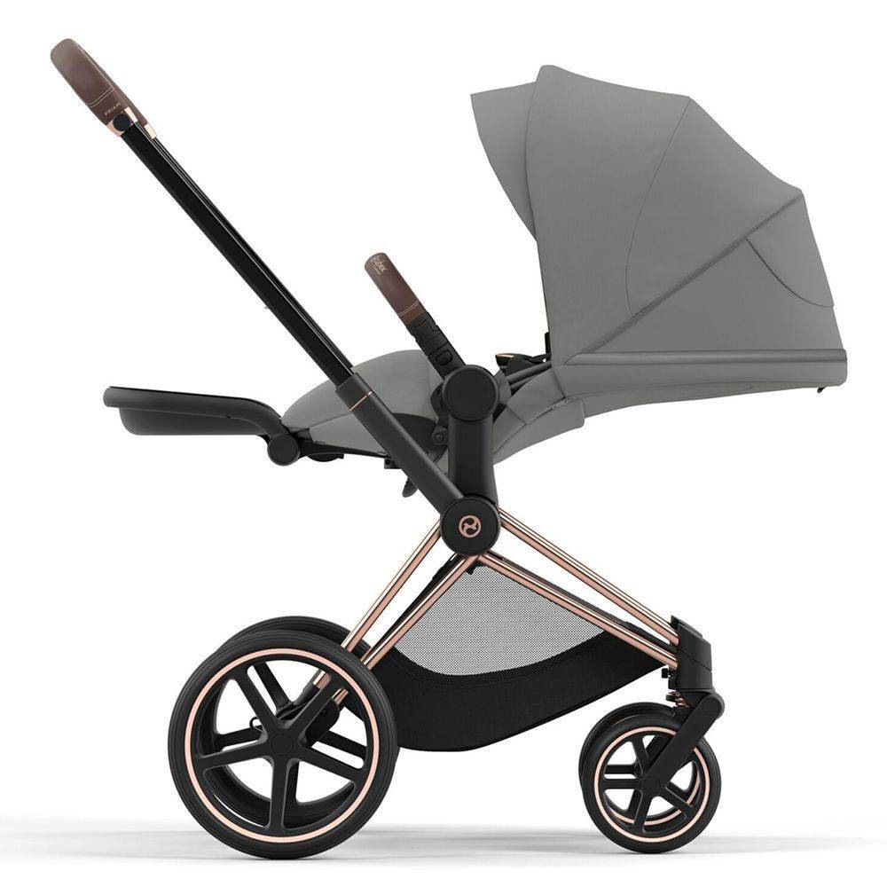 Коляска 2 в 1 Cybex Priam Rose Gold Grey, сіра розкладена