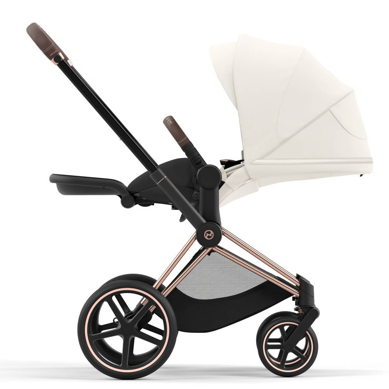Коляска 2 в 1 Cybex Priam Rose Gold White, біла бік|