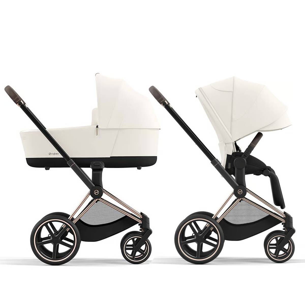 Коляска 2 в 1 Cybex Priam Rose Gold White, біла дві