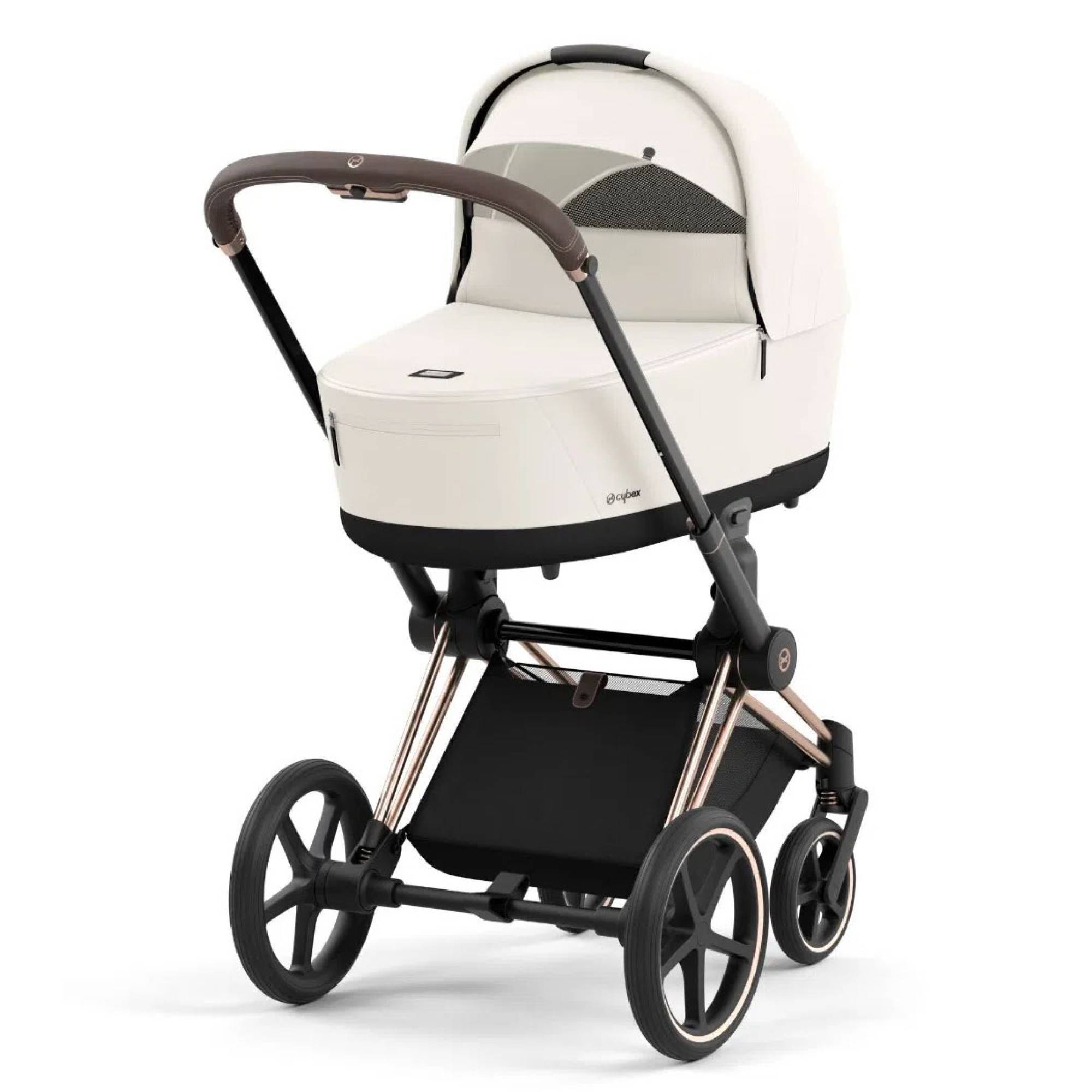 Коляска 2 в 1 Cybex Priam Rose Gold White, біла люлька