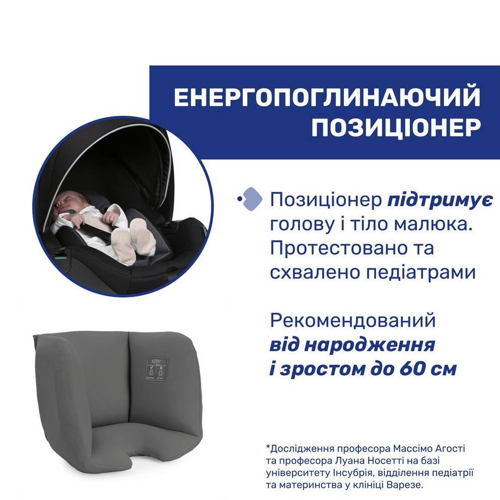 Автокрісло Kory Plus i-Size Chicco група 0+(40-87 см), сіре позиціонер