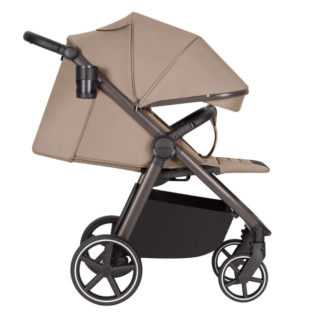 Прогулянкова коляска Carrello Bravo Deluxe, вигляд збоку з повністю розкладеною спинкою 