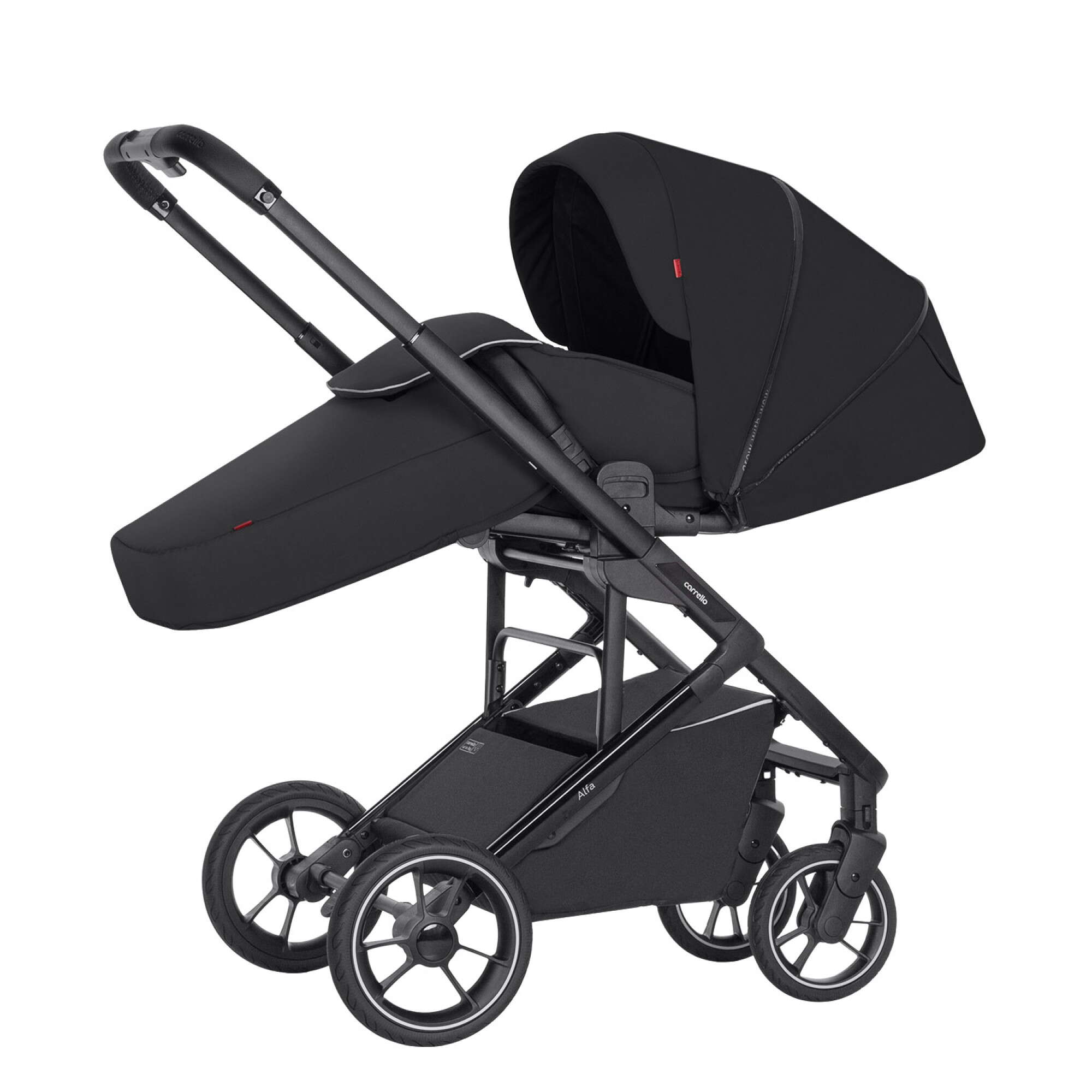 Прогулянкова коляска Carrello Alfa чорна, вигляд спереду 