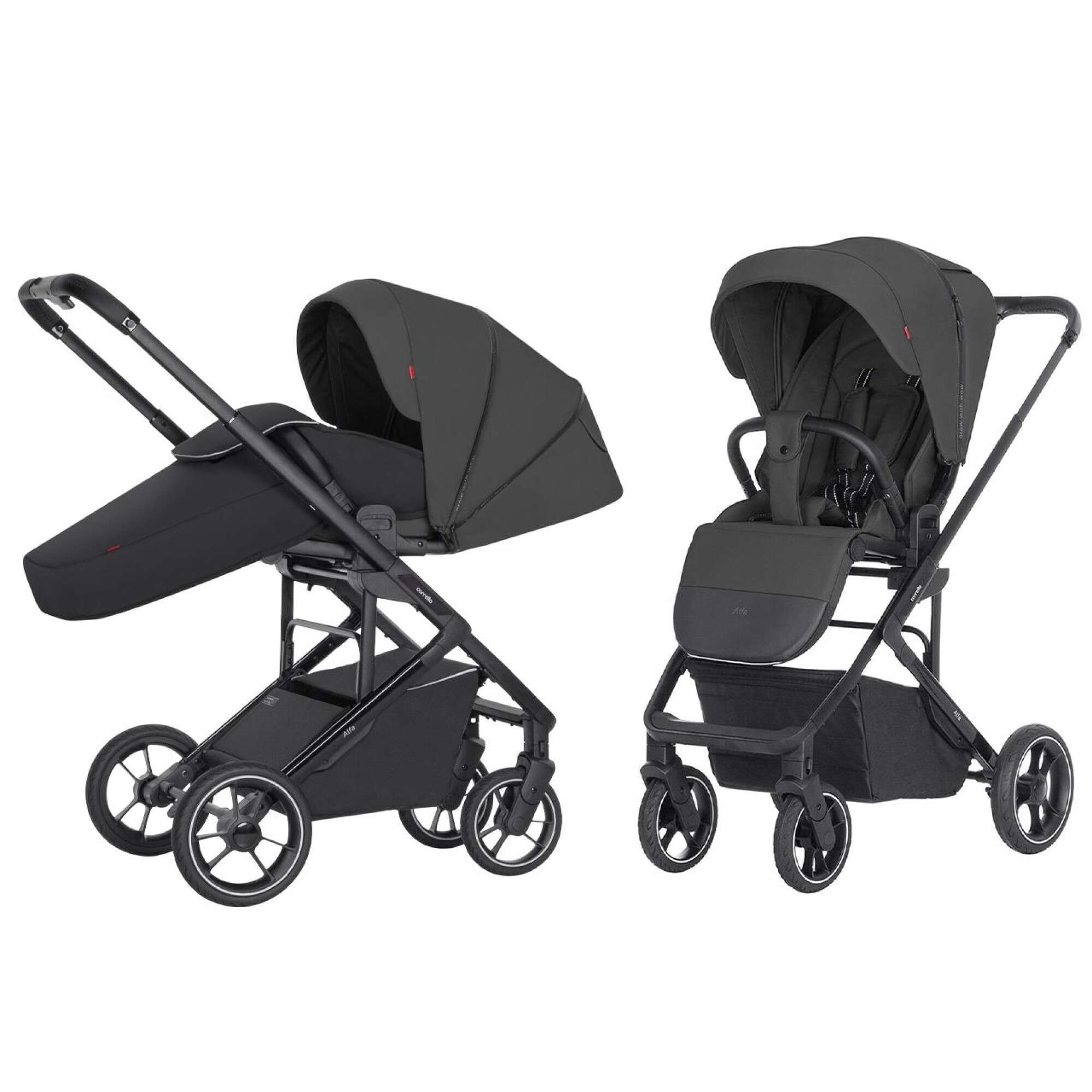 Прогулянкова коляска Carrello Alfa чорна, вигляд спереду 