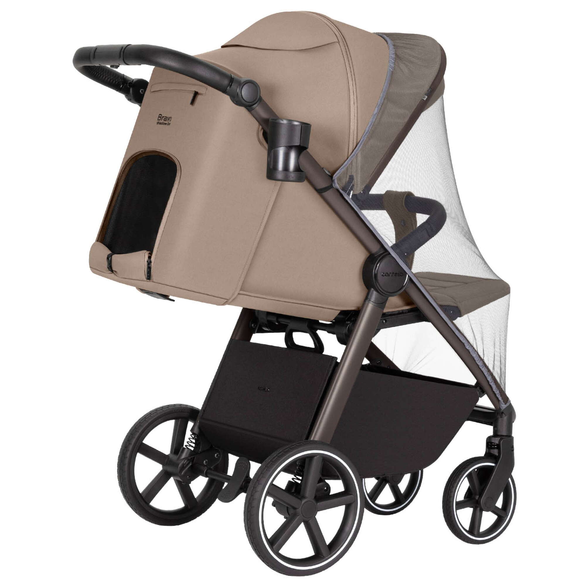 Прогулянкова коляска Carrello Bravo SL Deluxe бежева, вигляд ззаду з розкладеною спинкою 