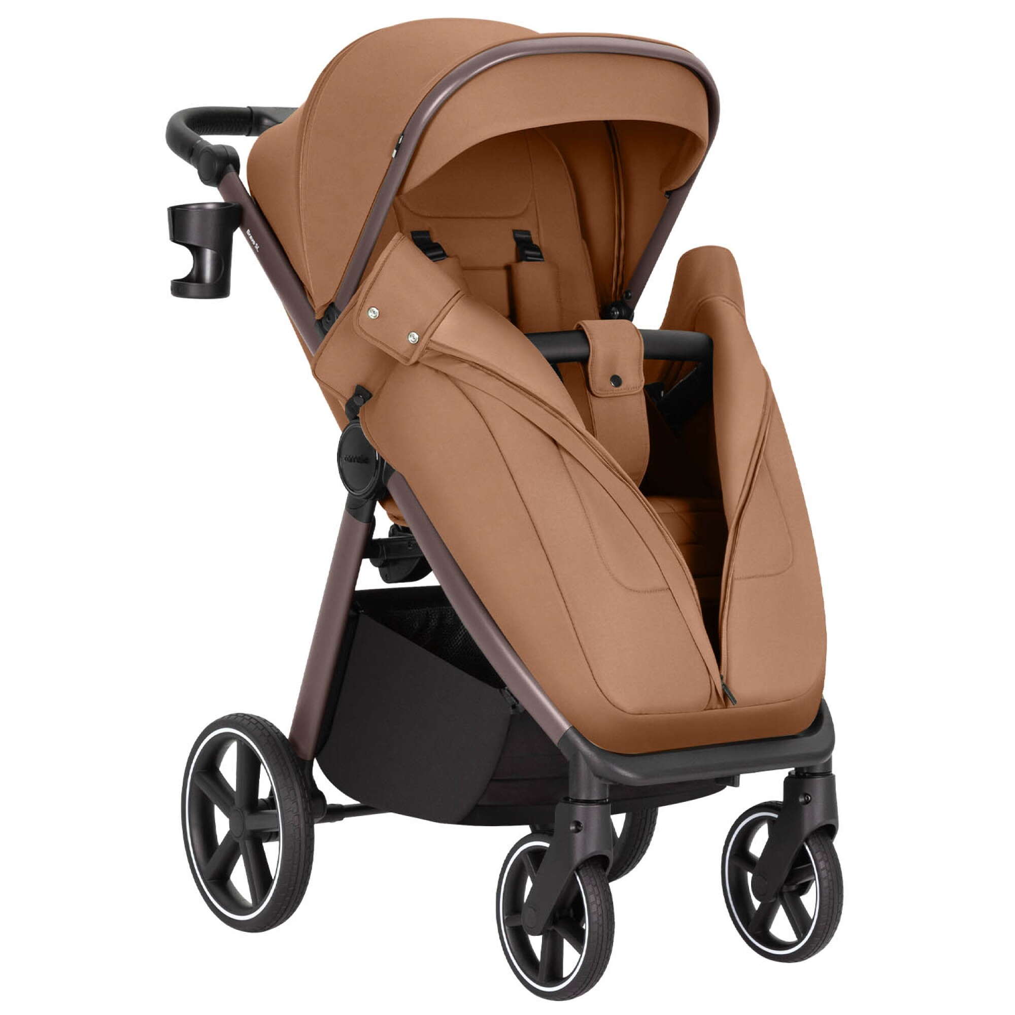 Коричнева коляска Carrello Bravo SL Deluxe з відкритим чохлом на капюшоні 