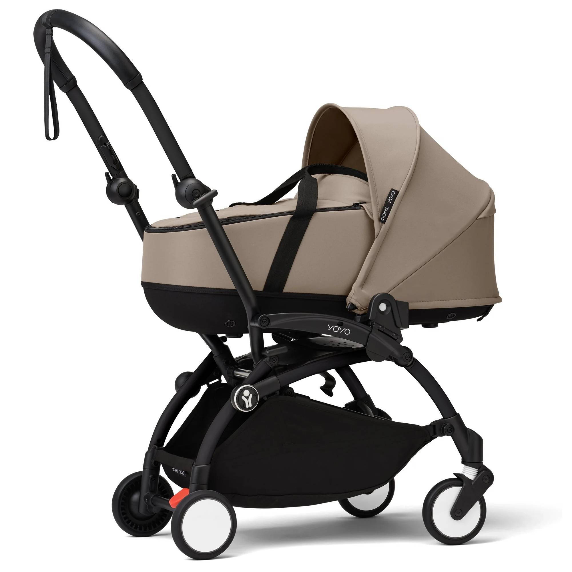 Коляска 2 в 1 Stokke YOYO Newborn Shell Black, бежева люлька