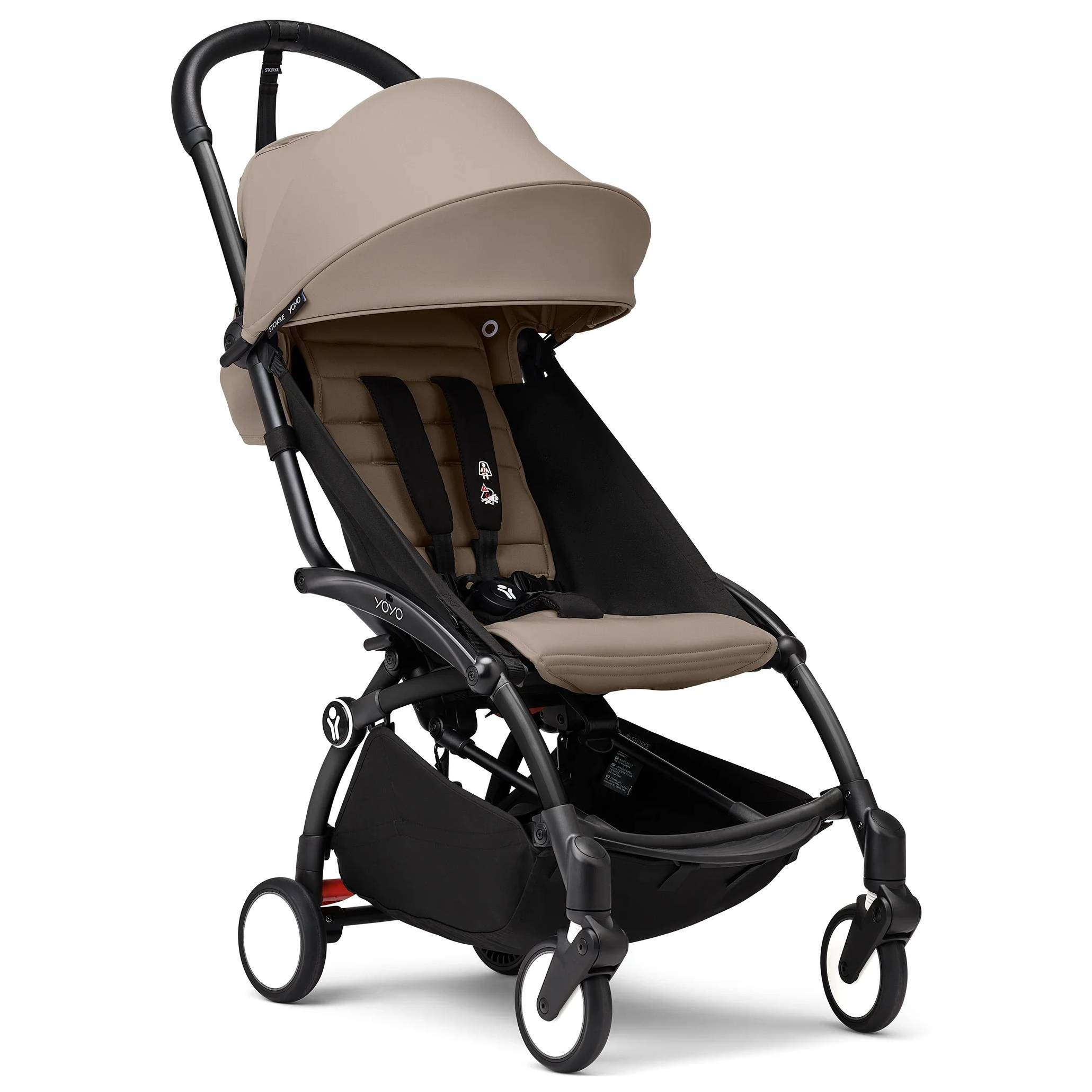 Коляска 2 в 1 Stokke YOYO Newborn Shell Black, бежева прогулянка
