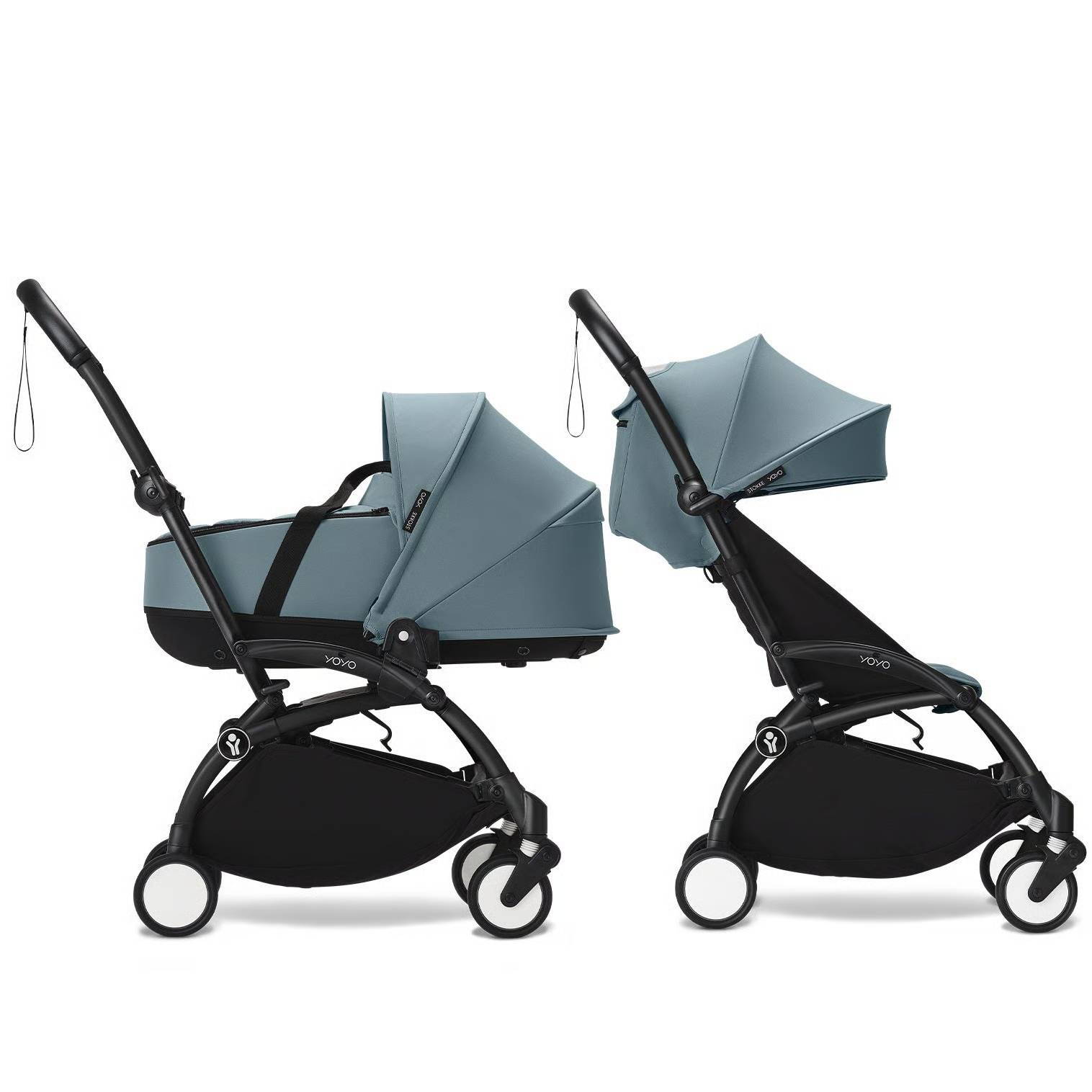 Коляска 2 в 1 Stokke YOYO Newborn Shell Black, блакитна дві