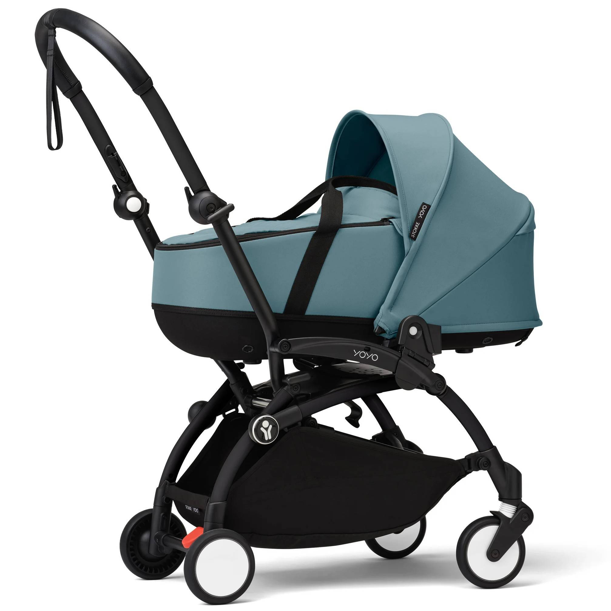 Коляска 2 в 1 Stokke YOYO Newborn Shell Black, блакитна люлька