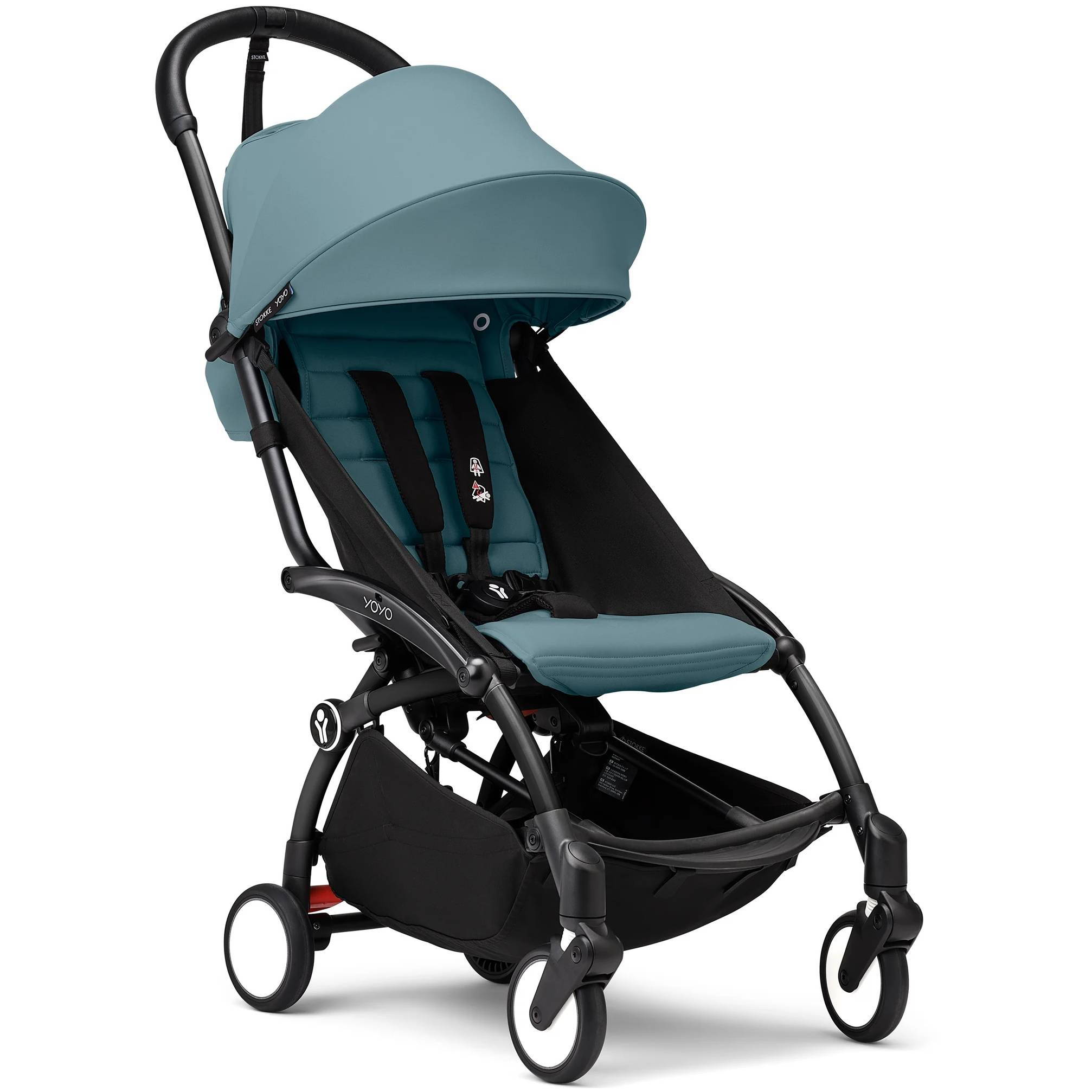 Коляска 2 в 1 Stokke YOYO Newborn Shell Black, блакитна прогулянка