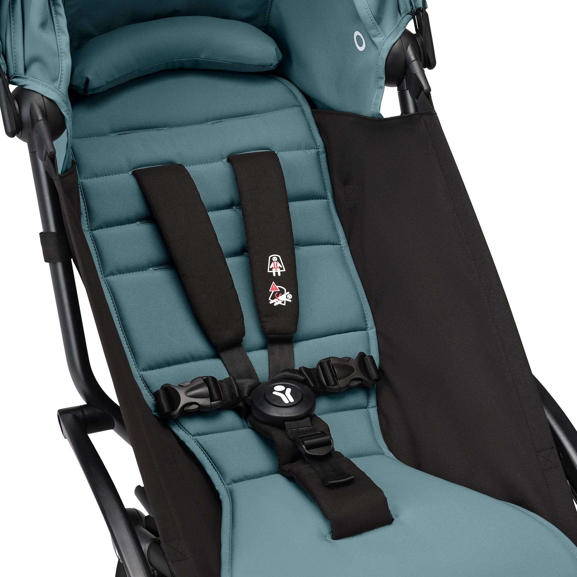 Коляска 2 в 1 Stokke YOYO Newborn Shell Black, блакитна ремені