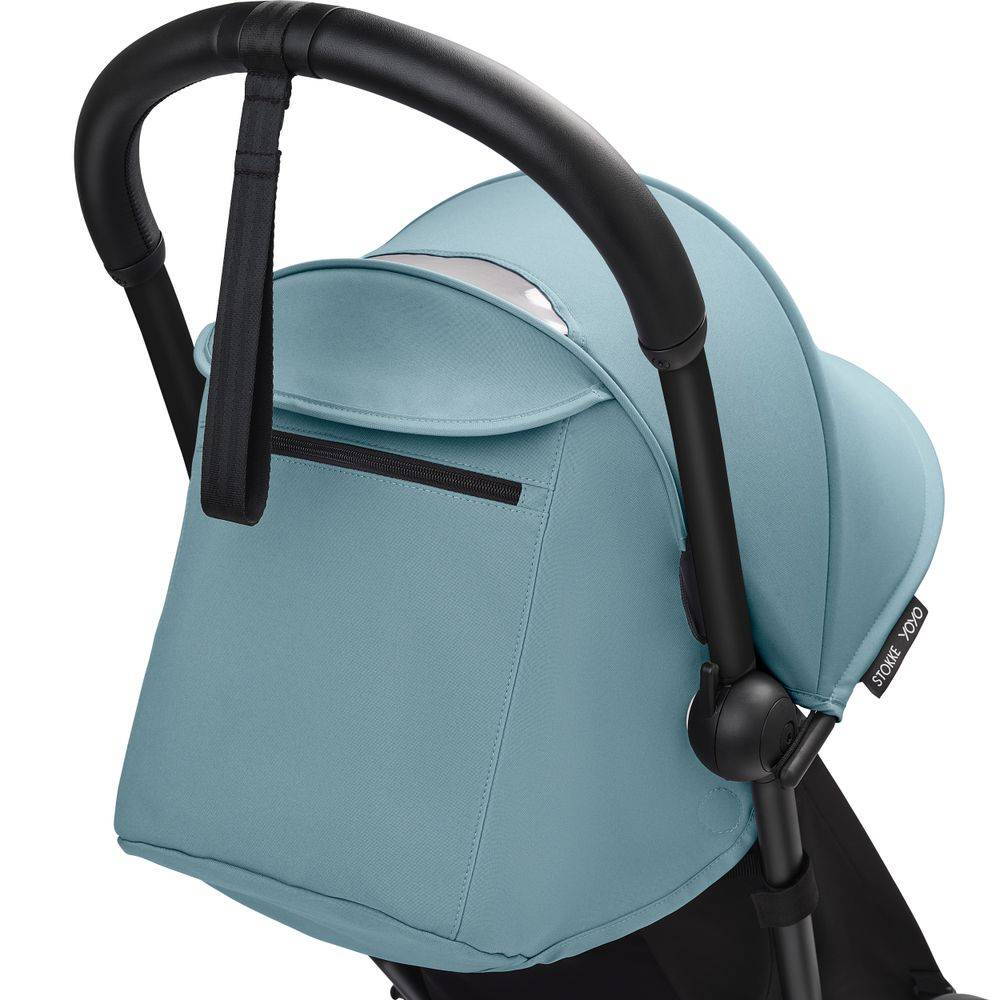Коляска 2 в 1 Stokke YOYO Newborn Shell Black, блакитна ручка