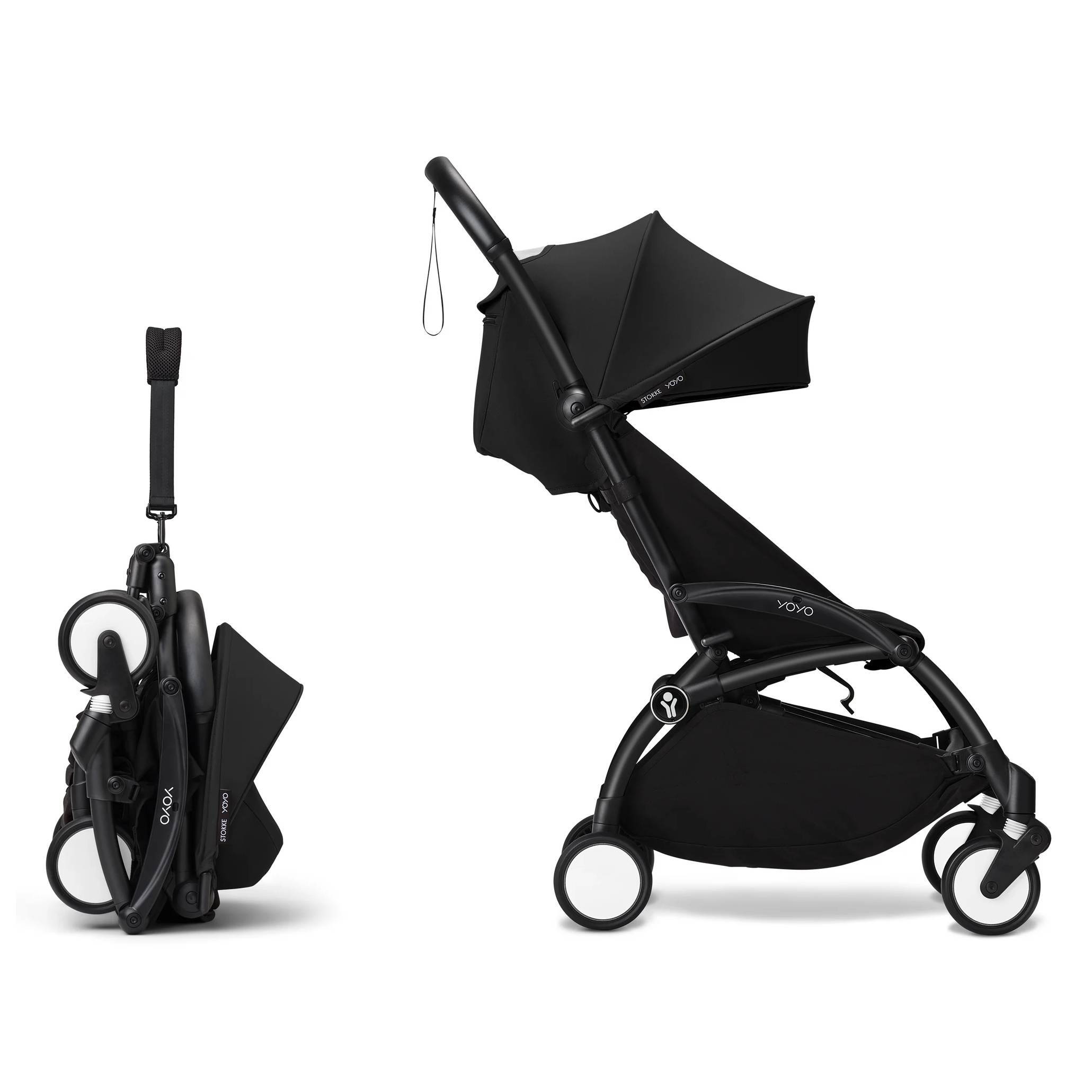 Коляска 2 в 1 Stokke YOYO Newborn Shell Black, чорна складання
