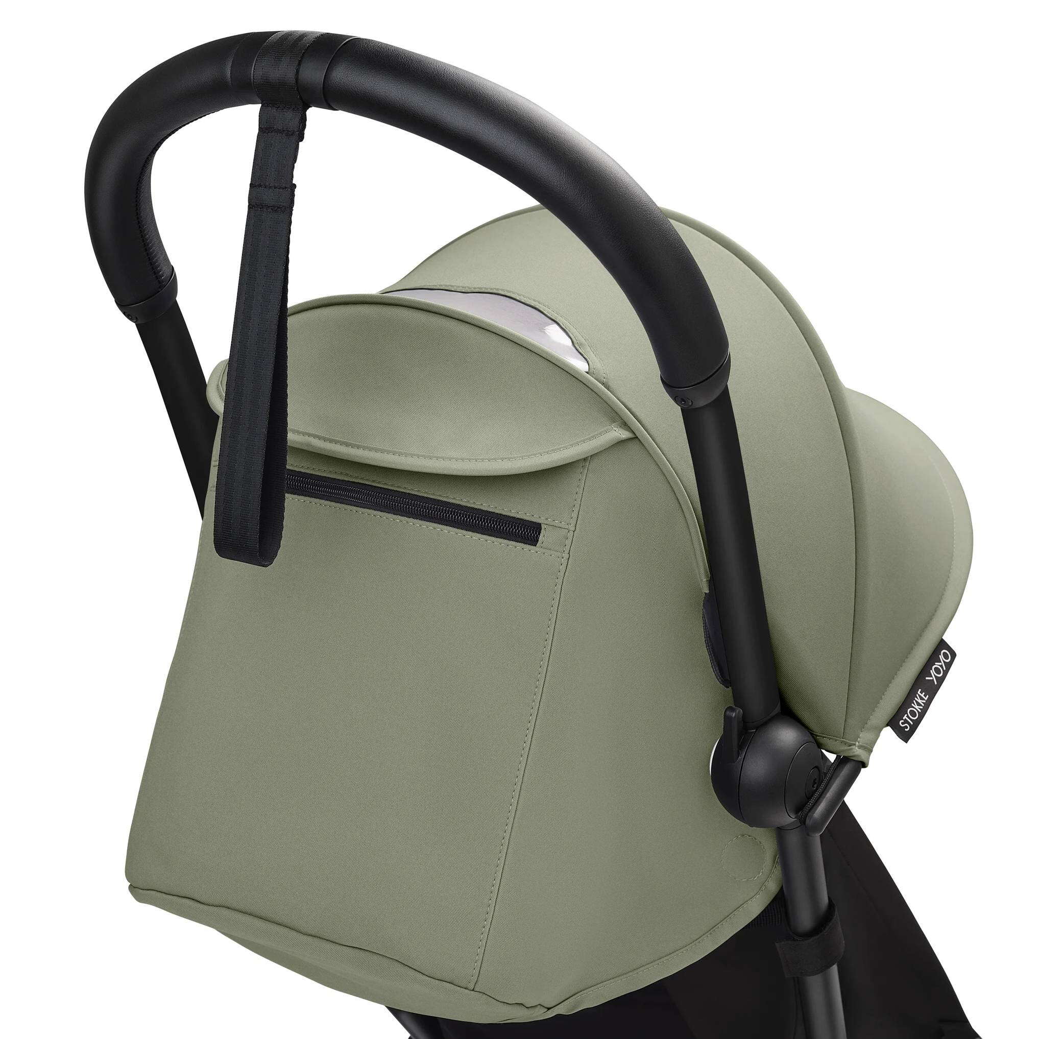 Коляска 2 в 1 Stokke YOYO Newborn Shell Black, оливкова капюшон|