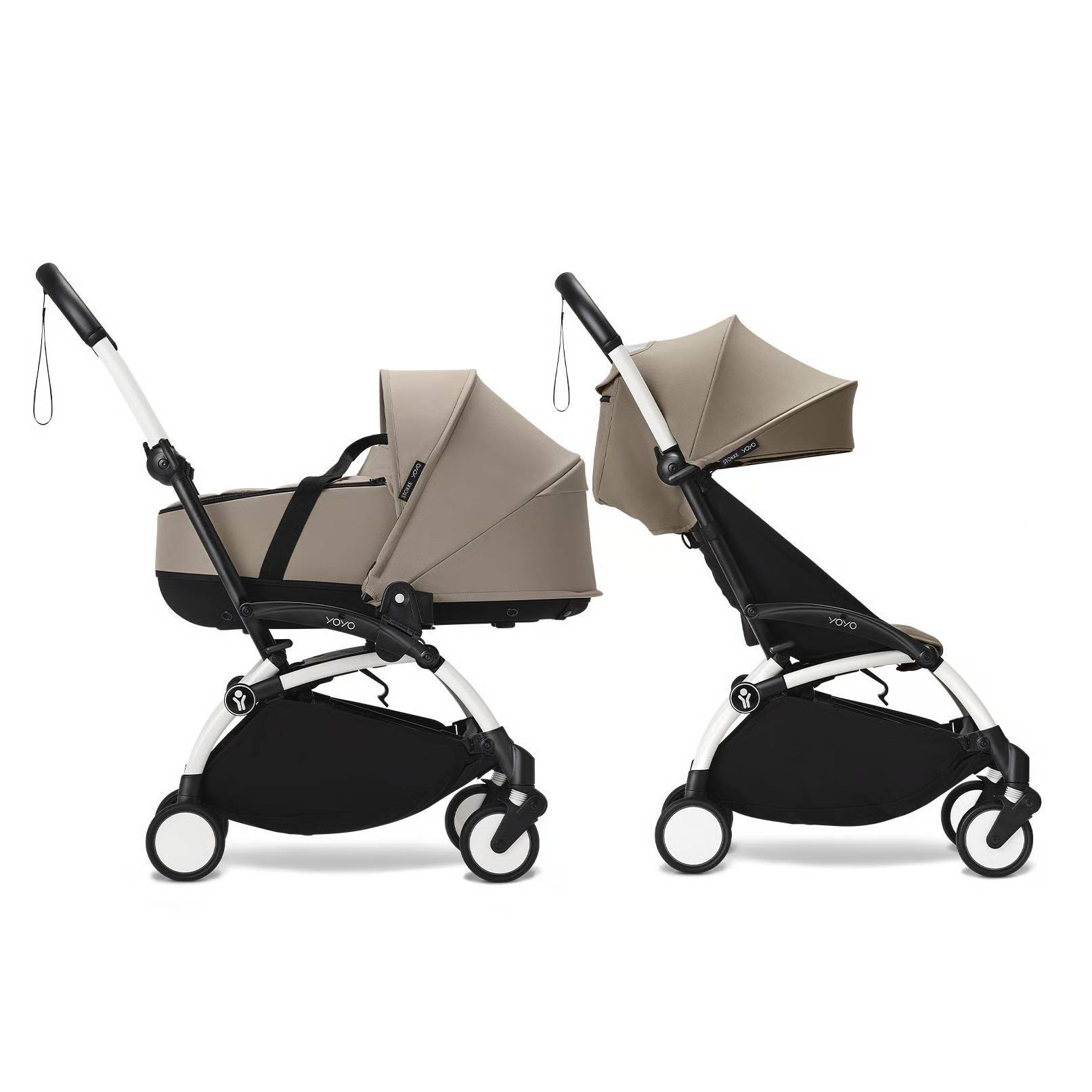 Коляска 2 в 1 Stokke YOYO Newborn Shell White, бежева дві разом