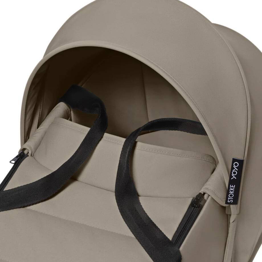 Коляска 2 в 1 Stokke YOYO Newborn Shell White, бежева капюшон ручки