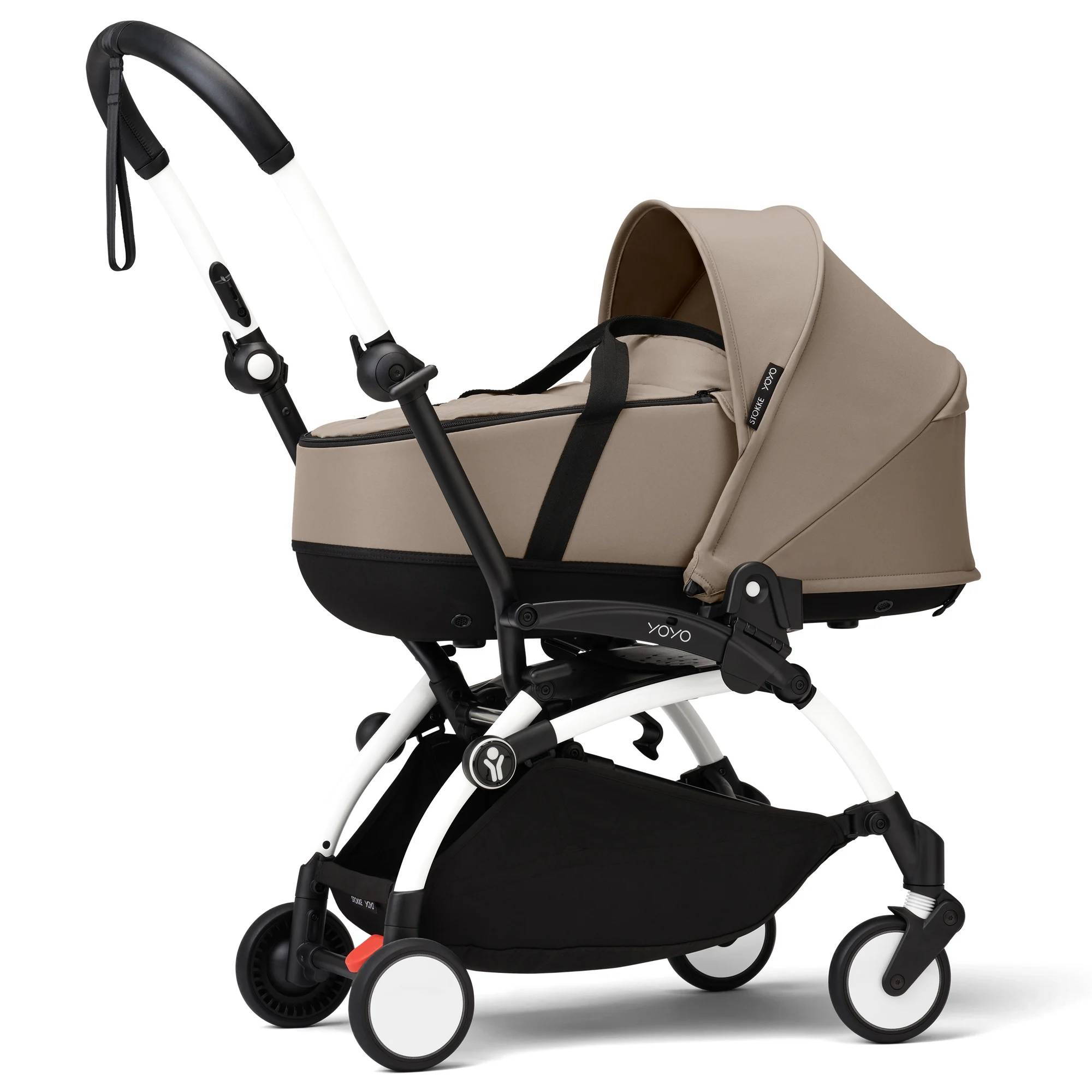 Коляска 2 в 1 Stokke YOYO Newborn Shell White, бежева люлька