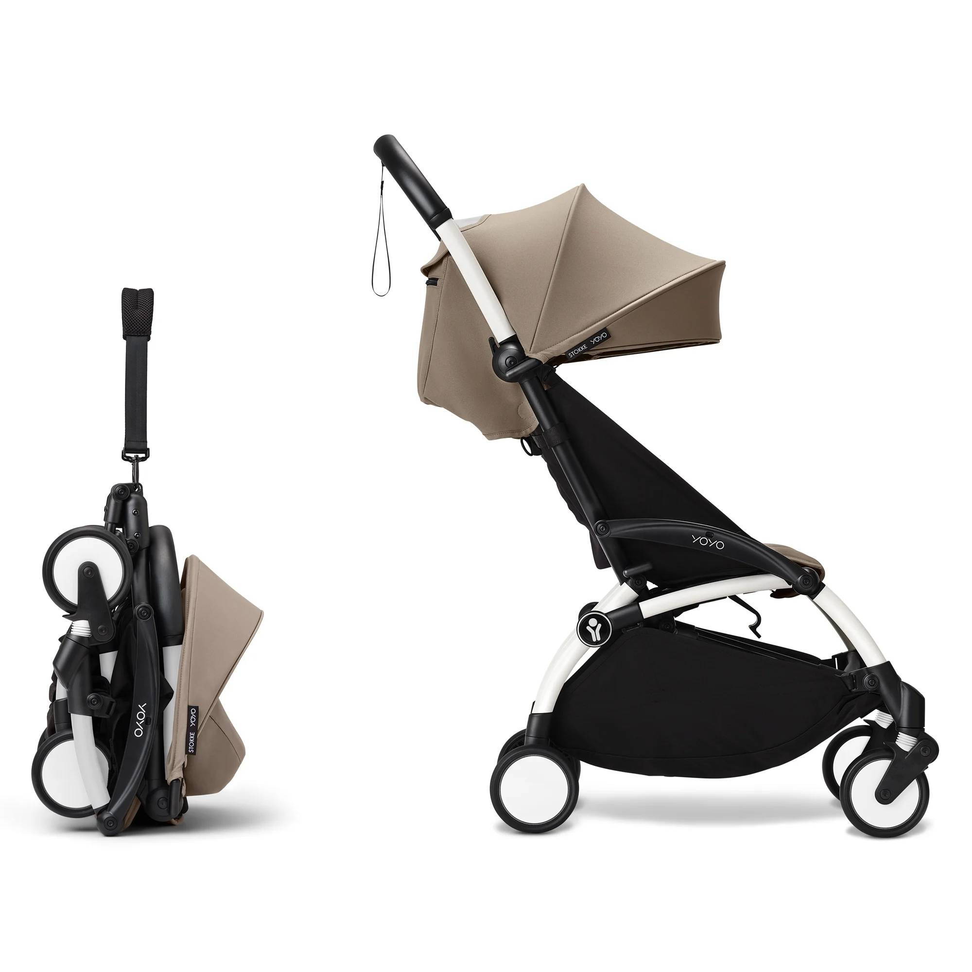 Коляска 2 в 1 Stokke YOYO Newborn Shell White, бежева складання