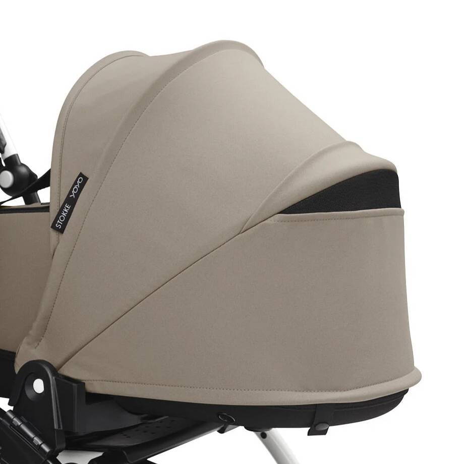 Коляска 2 в 1 Stokke YOYO Newborn Shell White, бежева вікно відкрите