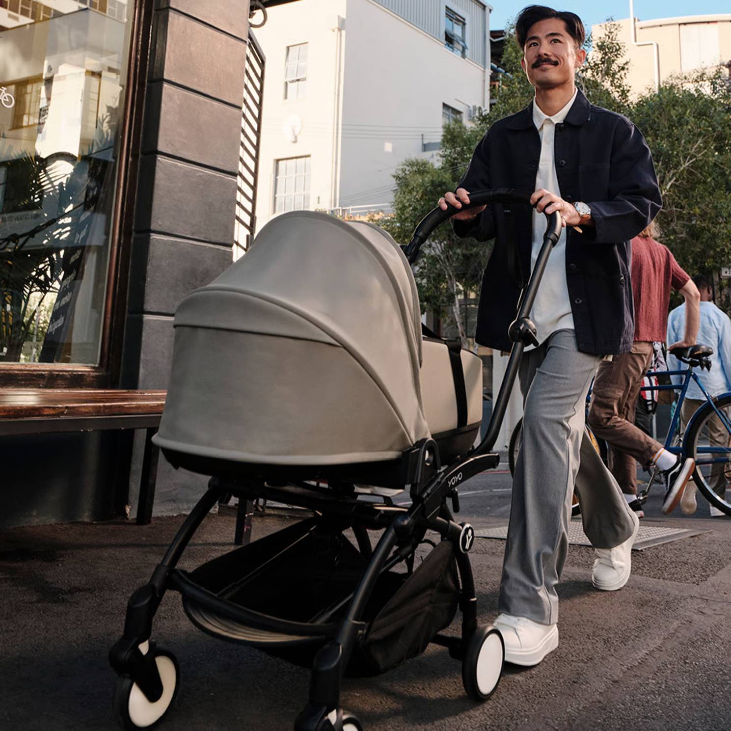 Коляска 2 в 1 Stokke YOYO Newborn Shell White, бежева вулиця люлька