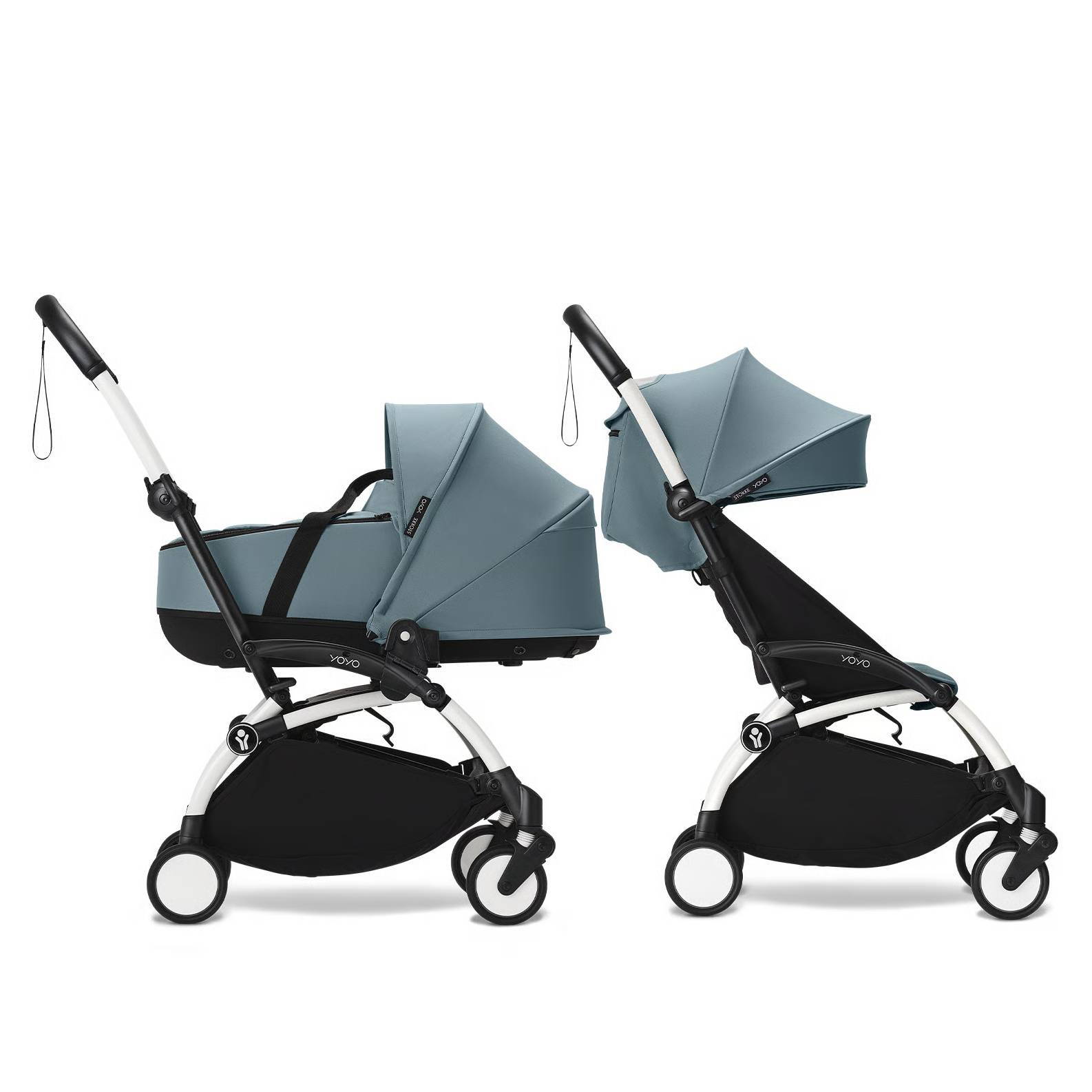 Коляска 2 в 1 Stokke YOYO Newborn Shell White, блакитна дві разом