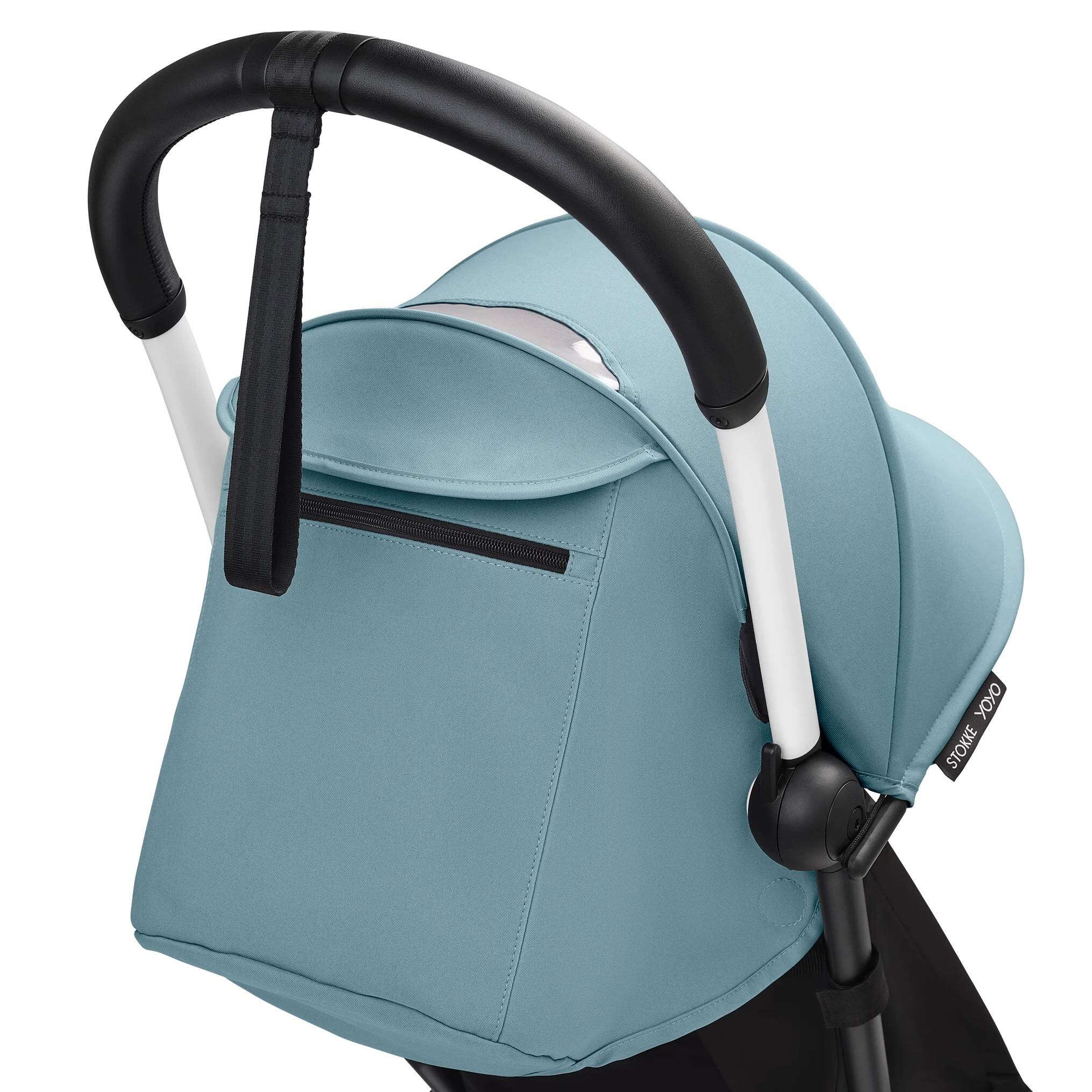Коляска 2 в 1 Stokke YOYO Newborn Shell White, блакитна капюшон